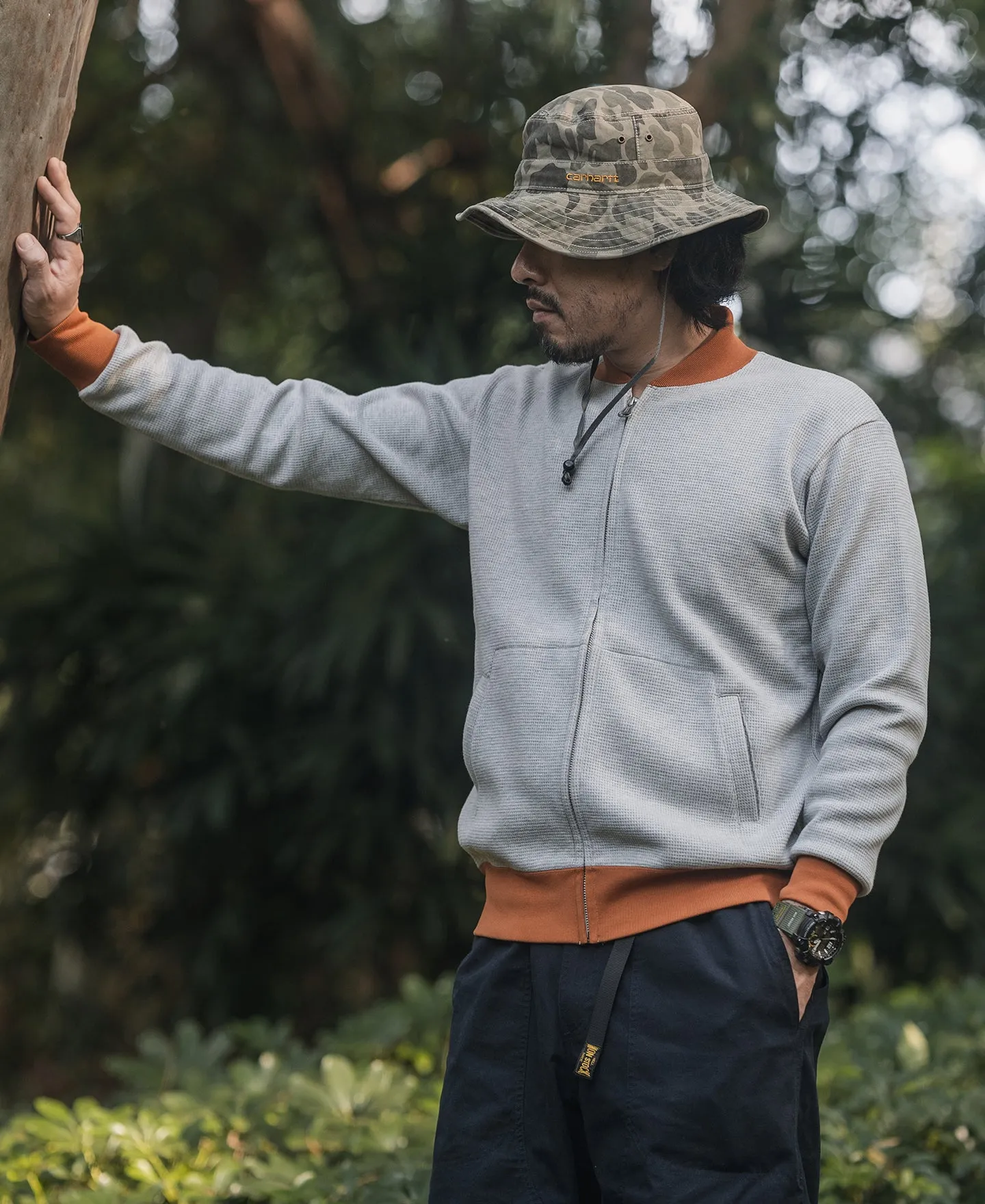 Waffle Cotton Full-Zip Track Jacket - Gray sold by Bronson Mfg. product image thumbnail 4