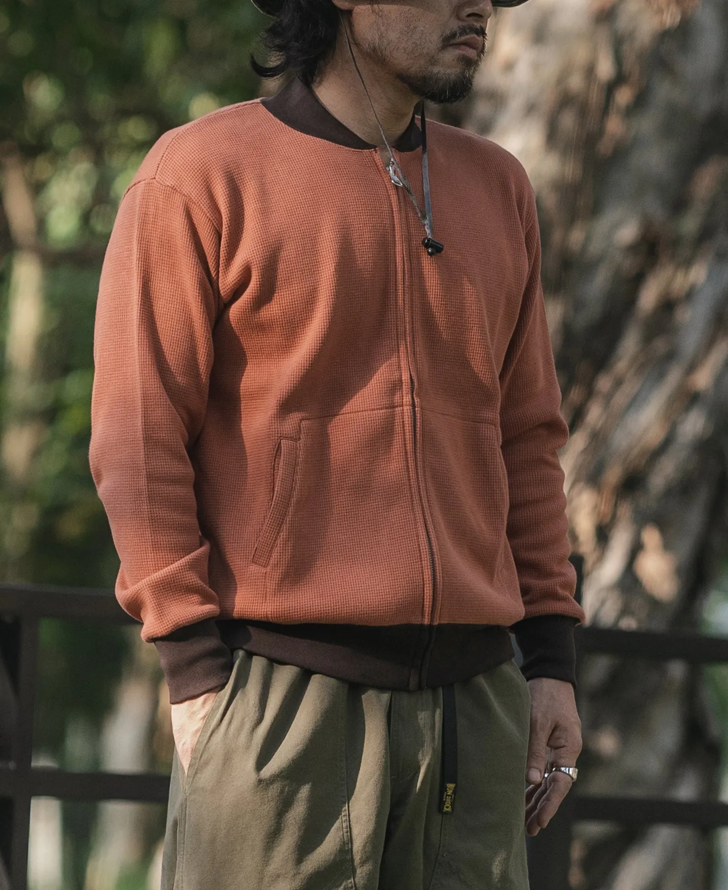 Waffle Cotton Full-Zip Track Jacket - Orange sold by Bronson Mfg. product image thumbnail 4