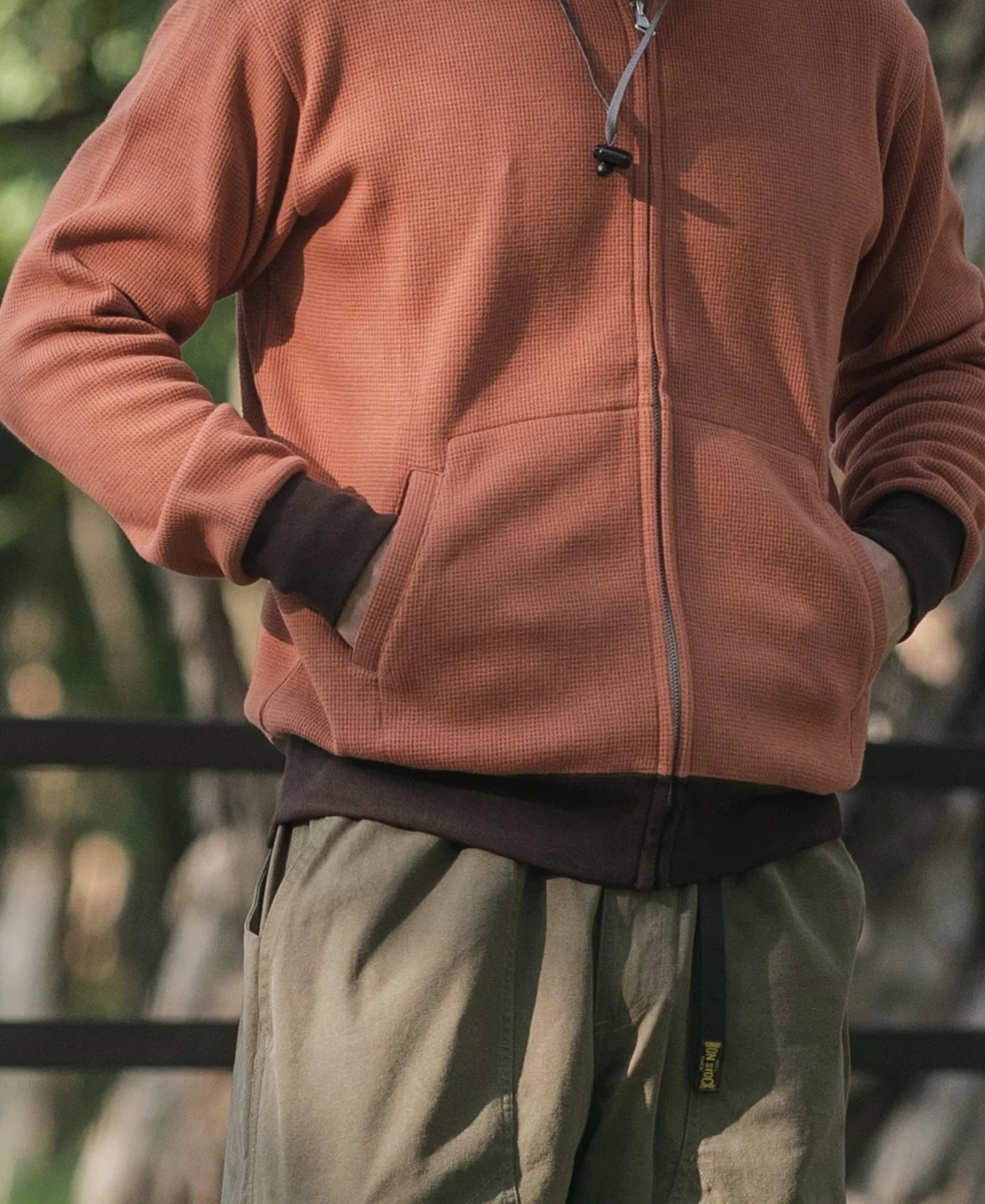 Waffle Cotton Full-Zip Track Jacket - Orange sold by Bronson Mfg. product image thumbnail 5
