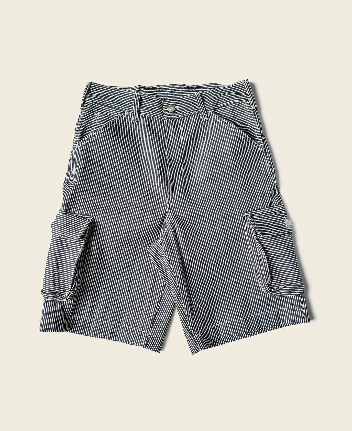 Hickory Stripe Cotton Cargo Shorts sold by Bronson Mfg.