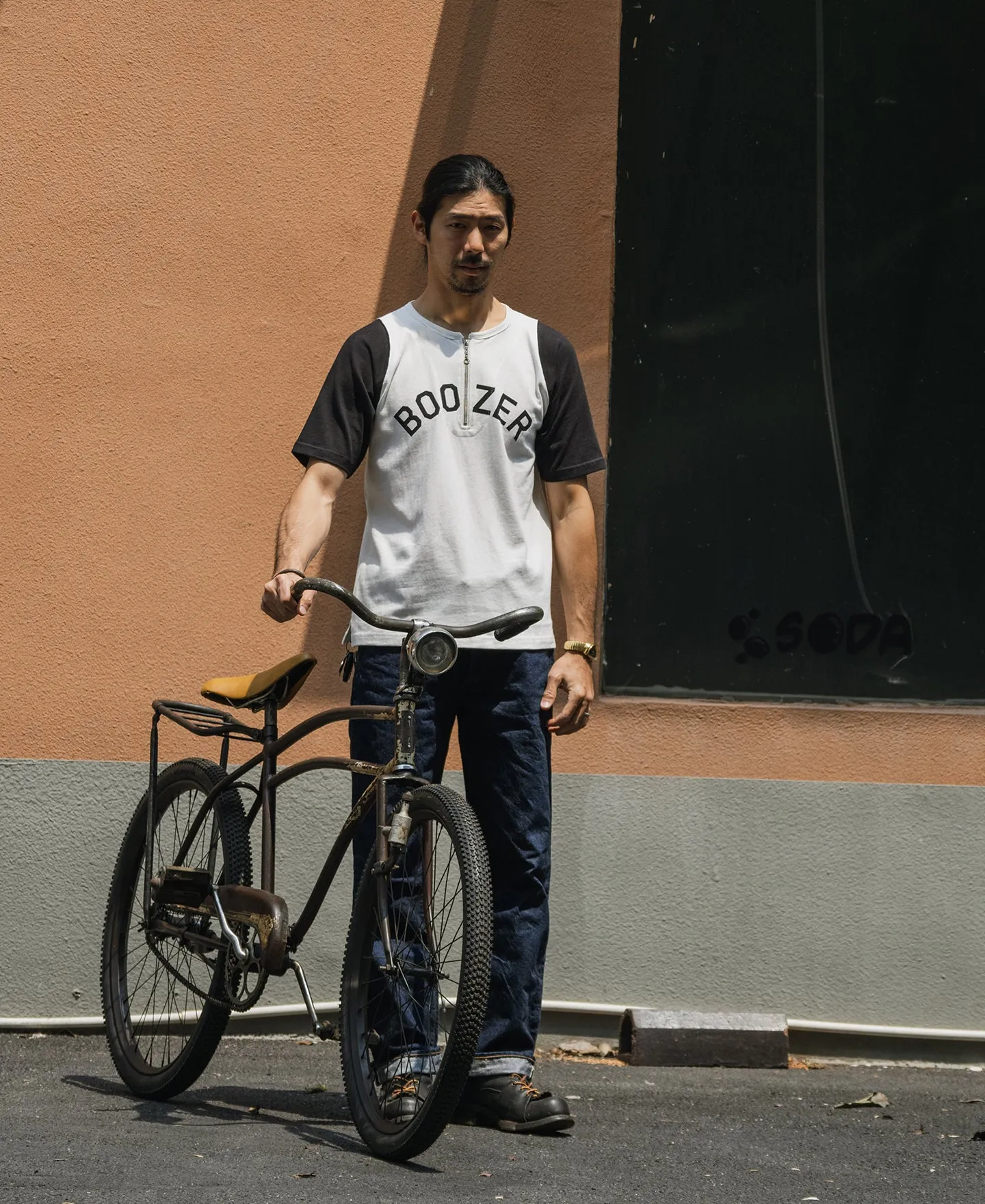 Quarter-Zip Rider Printed Raglan Sleeve T-Shirt - White sold by Bronson Mfg. product image thumbnail 4