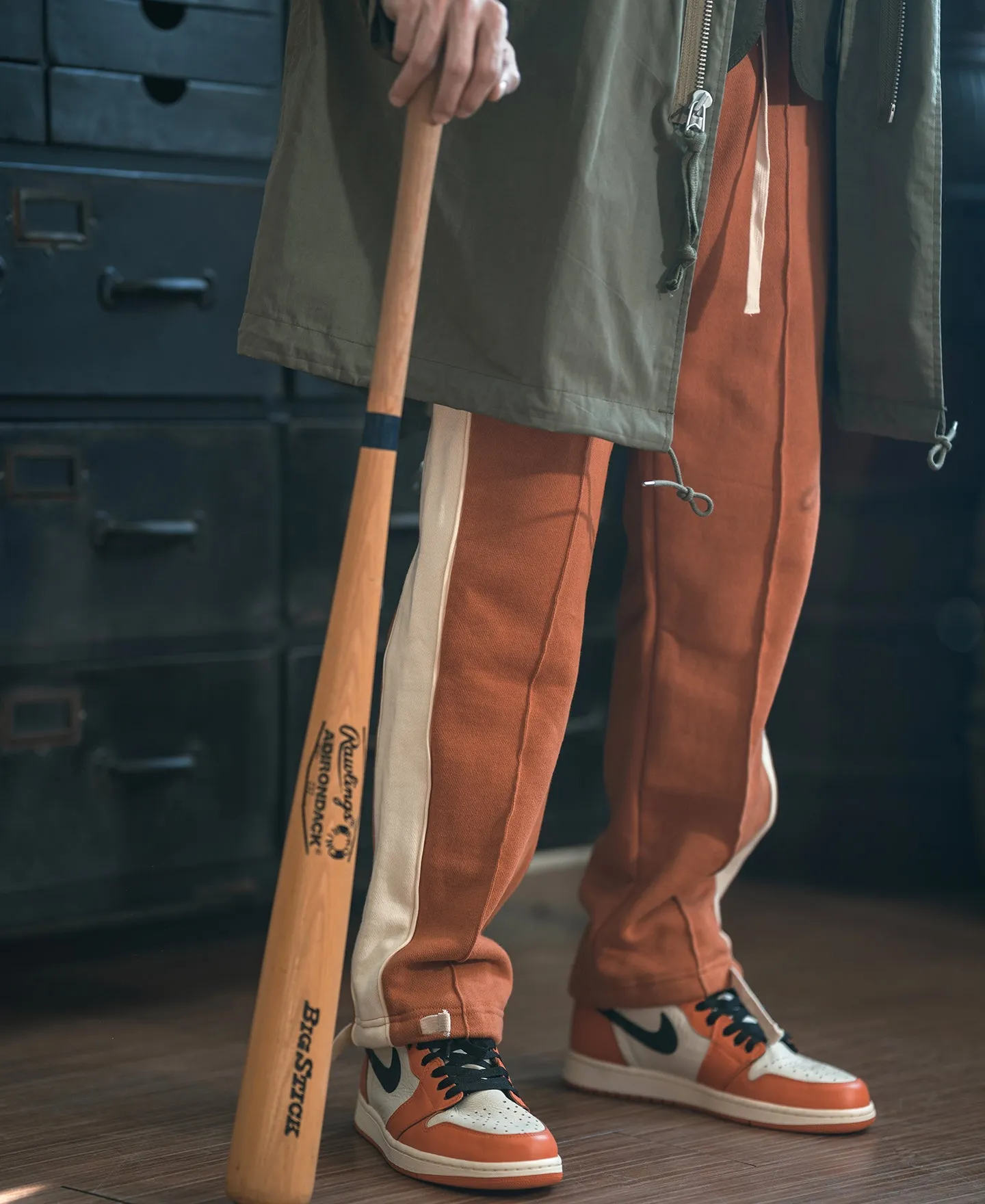 Classic Straight-Leg Striped Logo-Embroidered Cotton-Terry Sweatpants - Orange sold by Bronson Mfg. product image thumbnail 5
