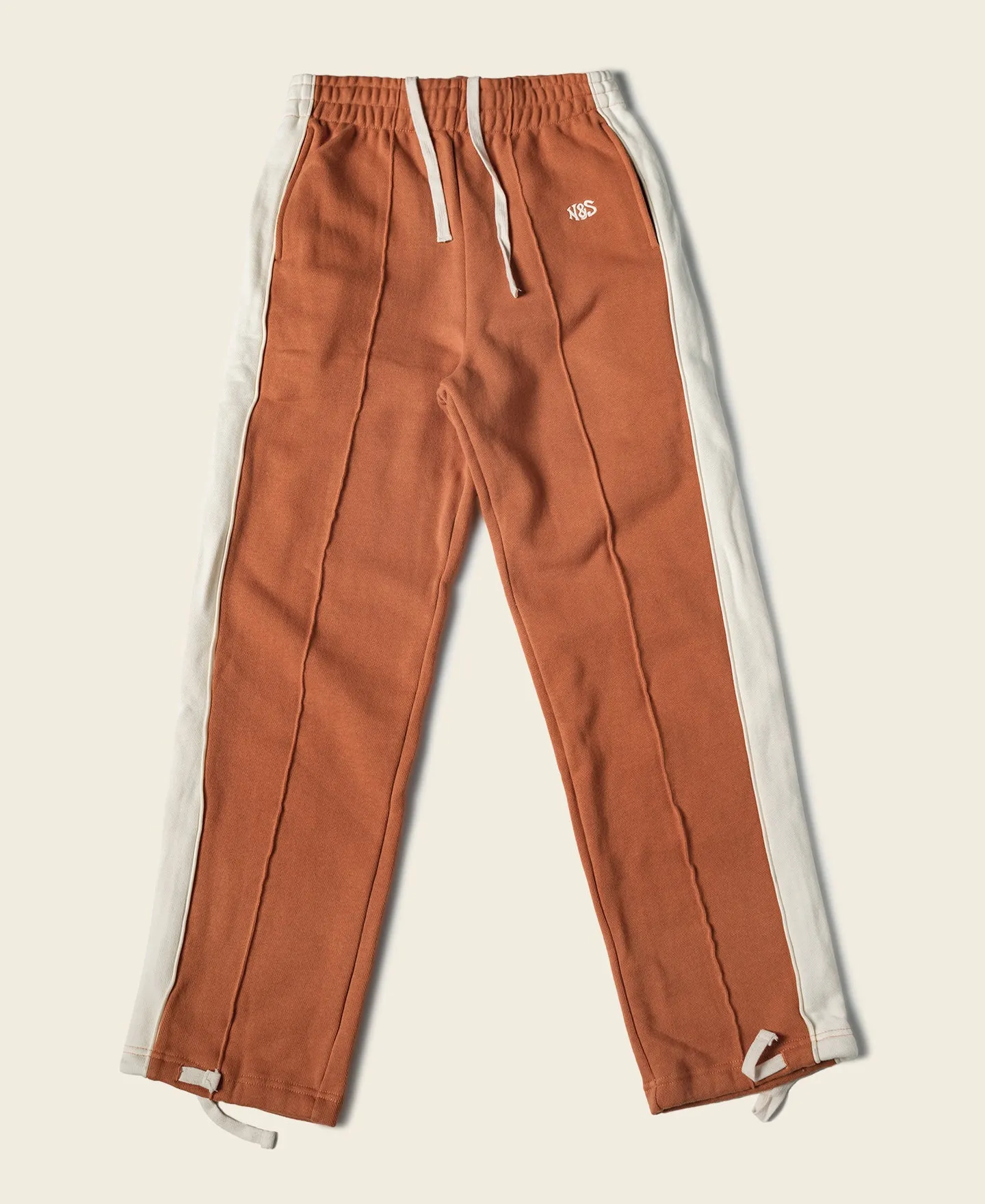 Classic Straight-Leg Striped Logo-Embroidered Cotton-Terry Sweatpants - Orange sold by Bronson Mfg.
