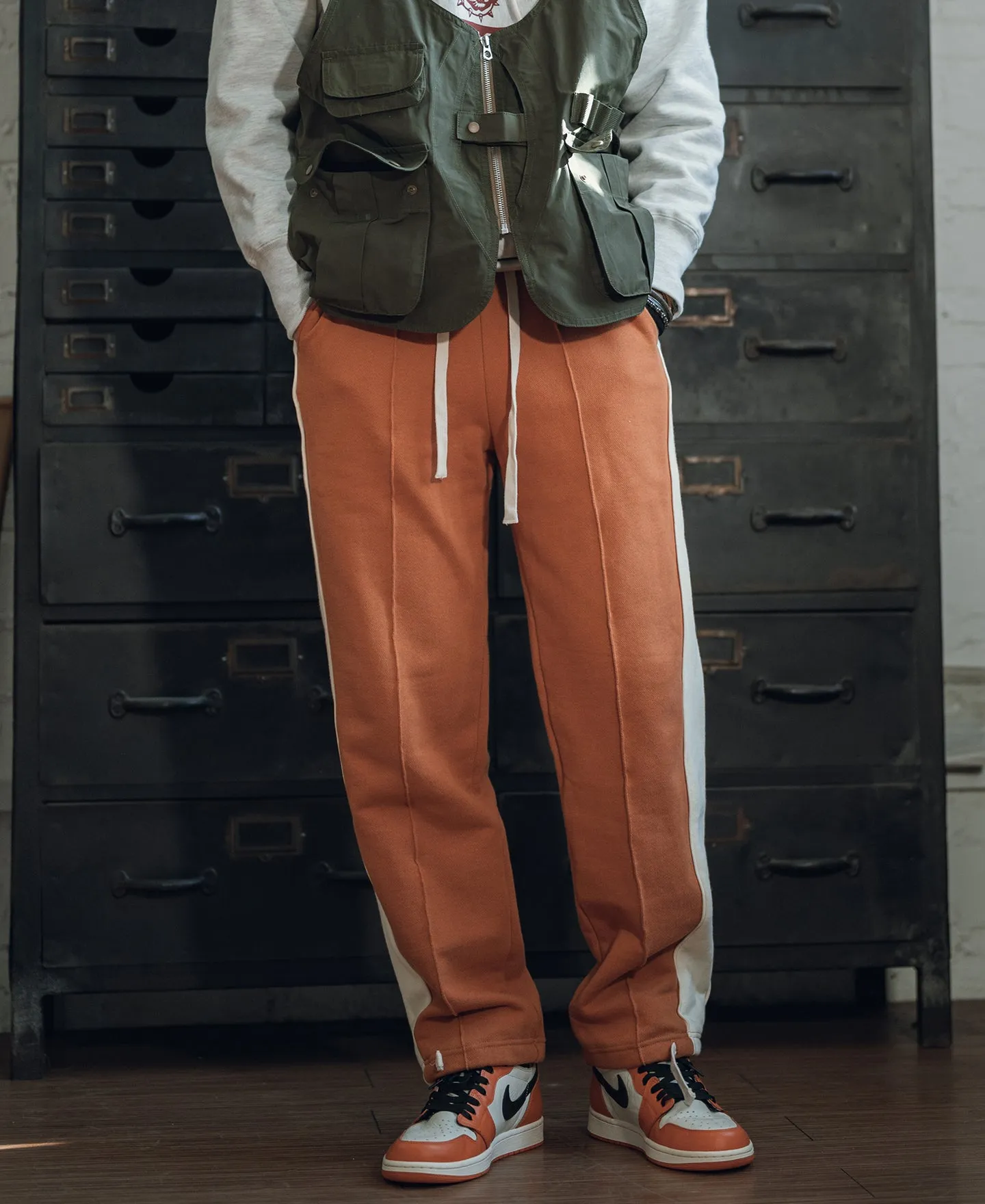 Classic Straight-Leg Striped Logo-Embroidered Cotton-Terry Sweatpants - Orange sold by Bronson Mfg. product image thumbnail 3