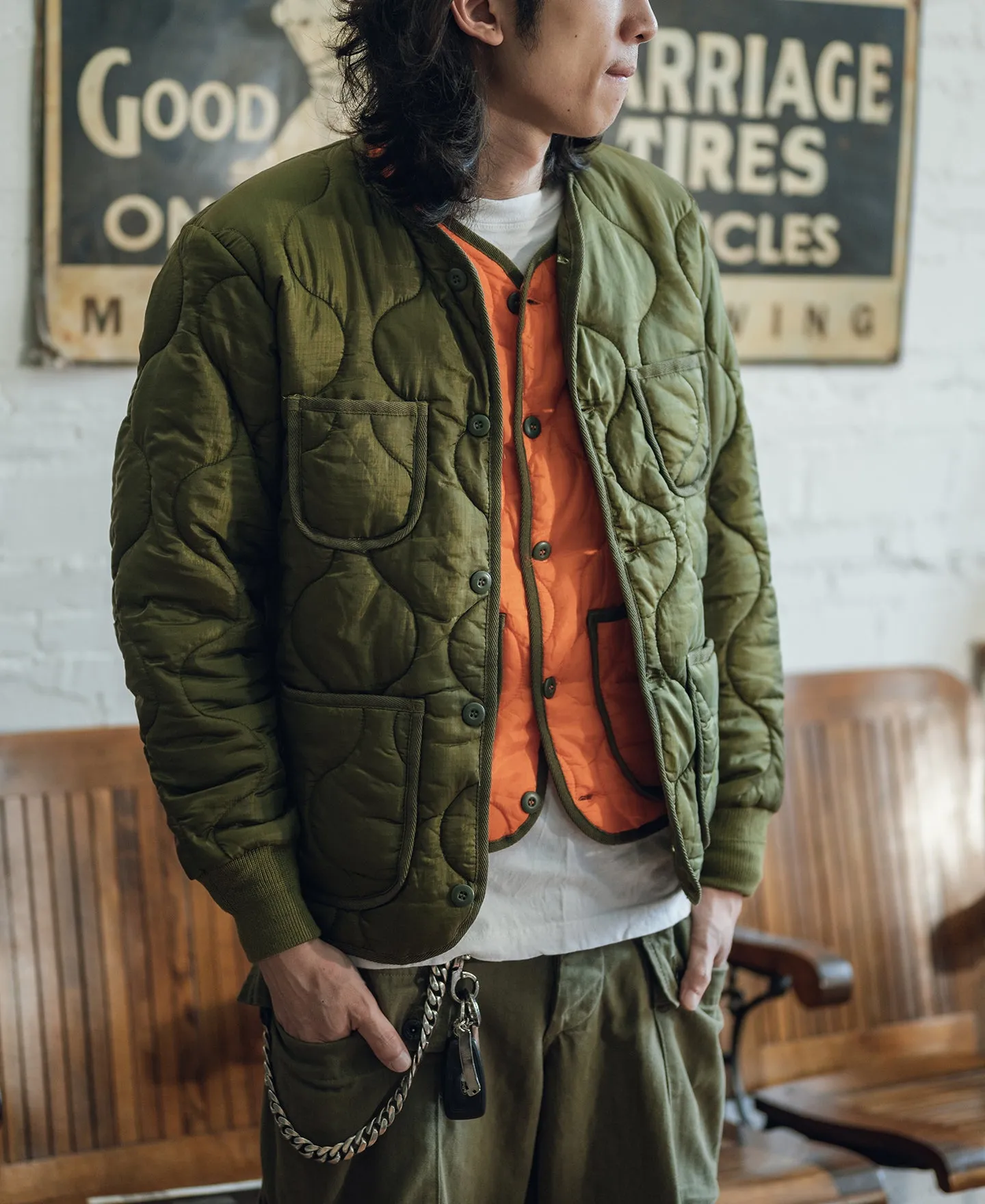 Military Style Quilted Padded Ripstop Nylon Jacket - Olive sold by Bronson Mfg. product image thumbnail 3
