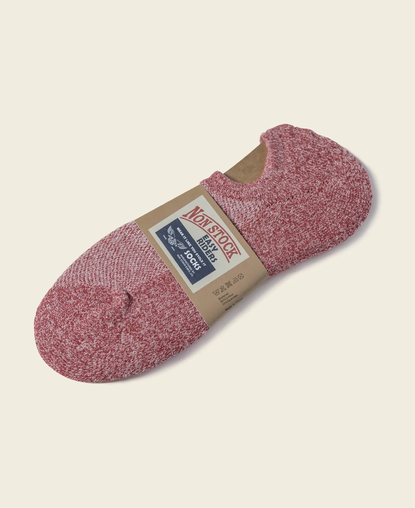 Colored Cotton No Show Socks - Red sold by Bronson Mfg.