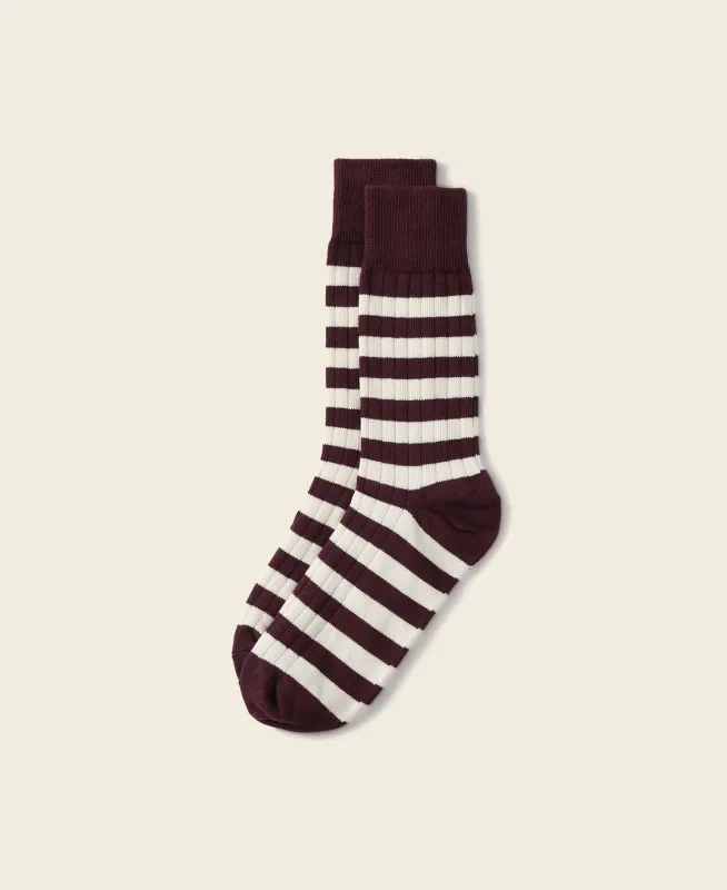 Retro Striped Cotton Socks - Red/White made by Bronson Mfg.