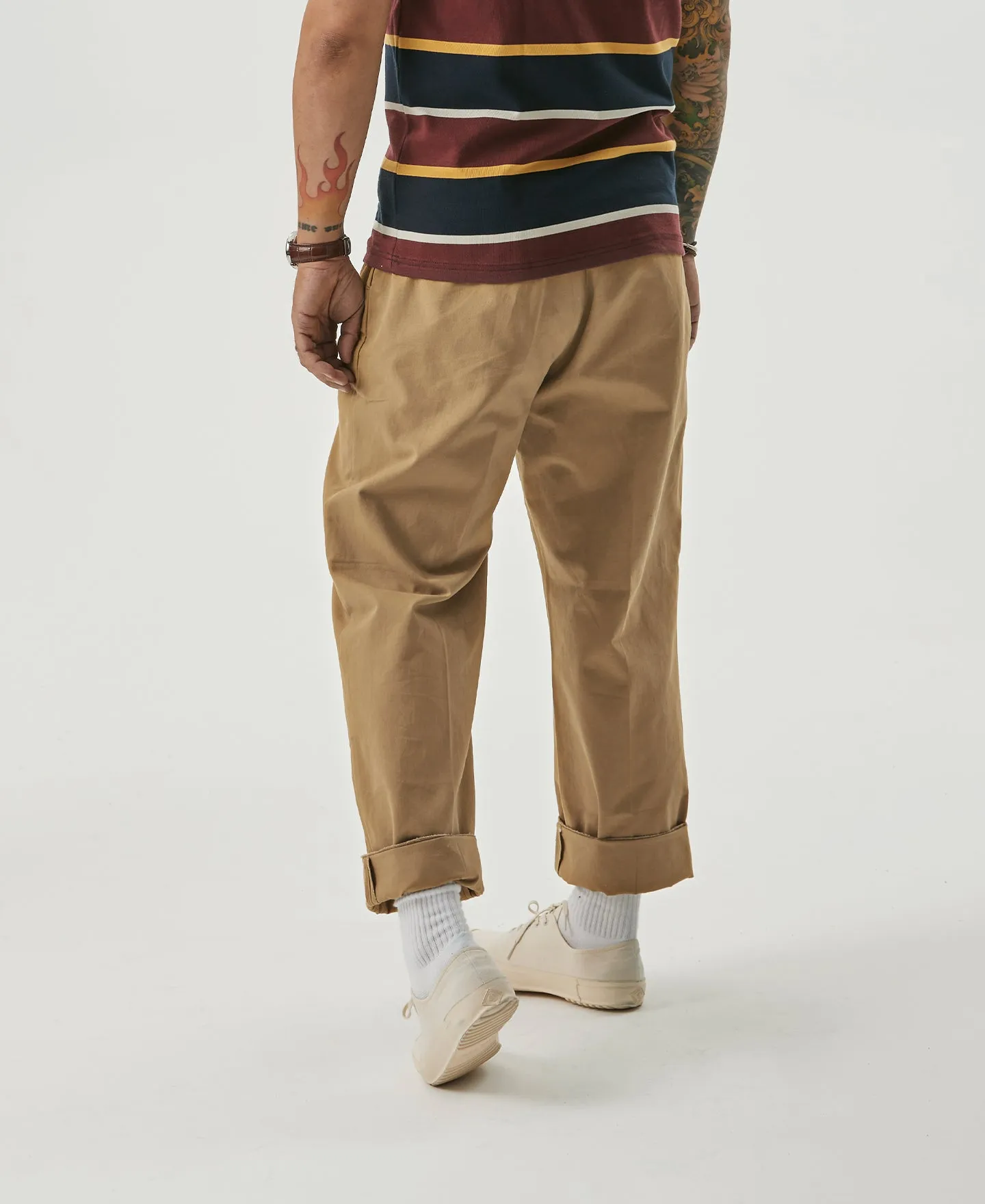 1930s IVY Style Double Pleated Chino Trousers - Yellow sold by Bronson Mfg. product image thumbnail 5