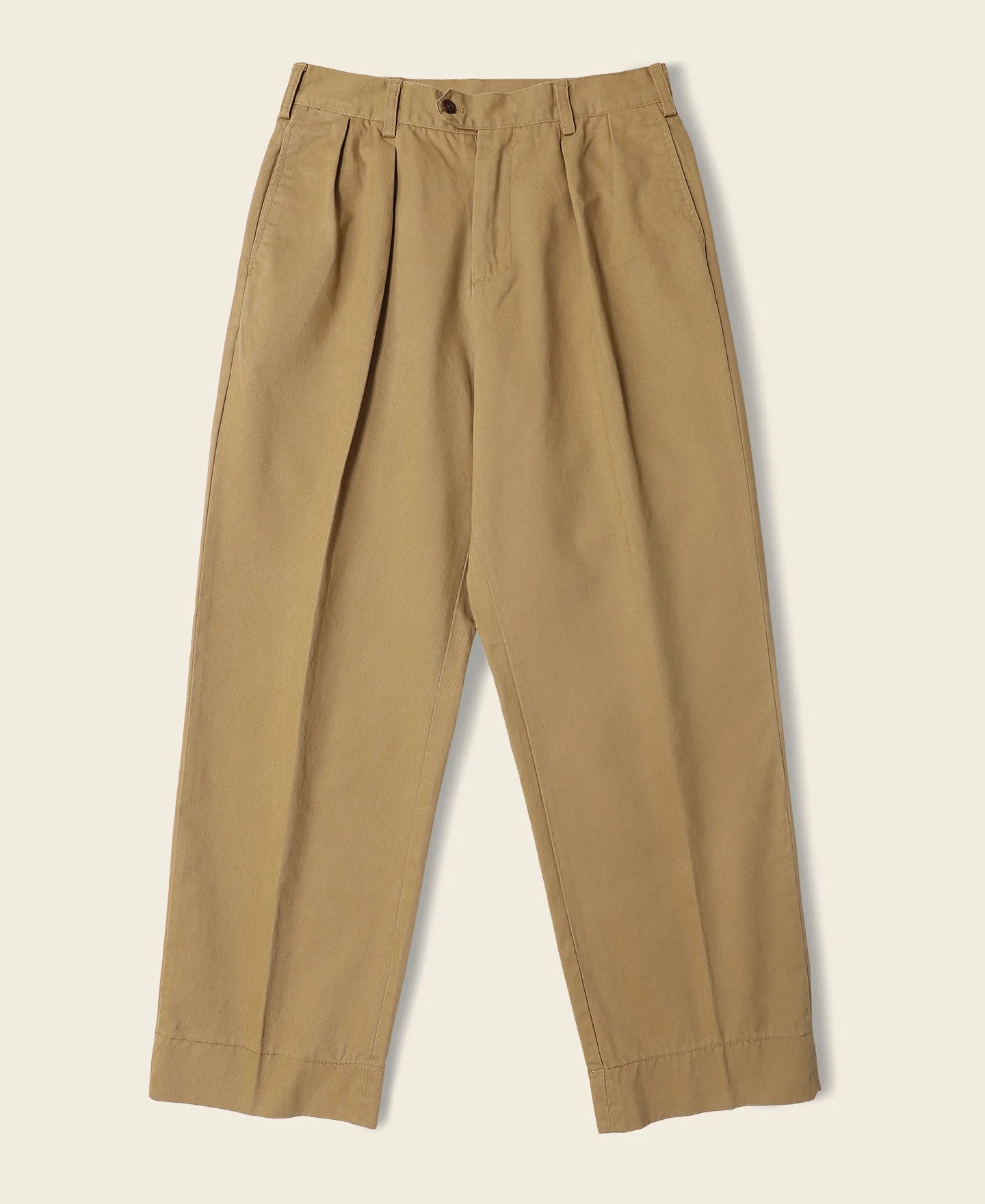 1930s IVY Style Double Pleated Chino Trousers - Yellow sold by Bronson Mfg.