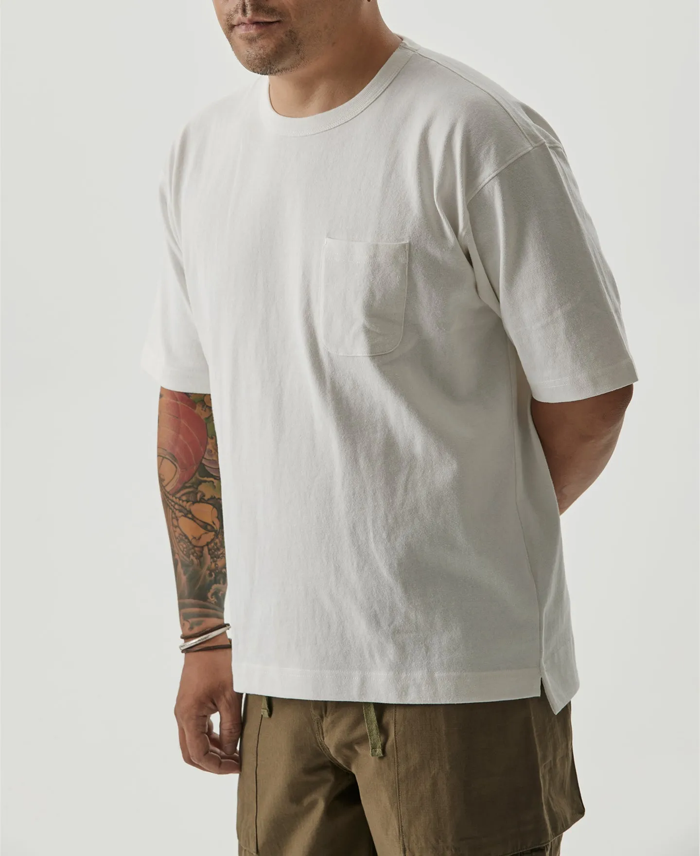 9.8 oz Cotton Classic Pocket T-Shirt - White sold by Bronson Mfg. product image thumbnail 3