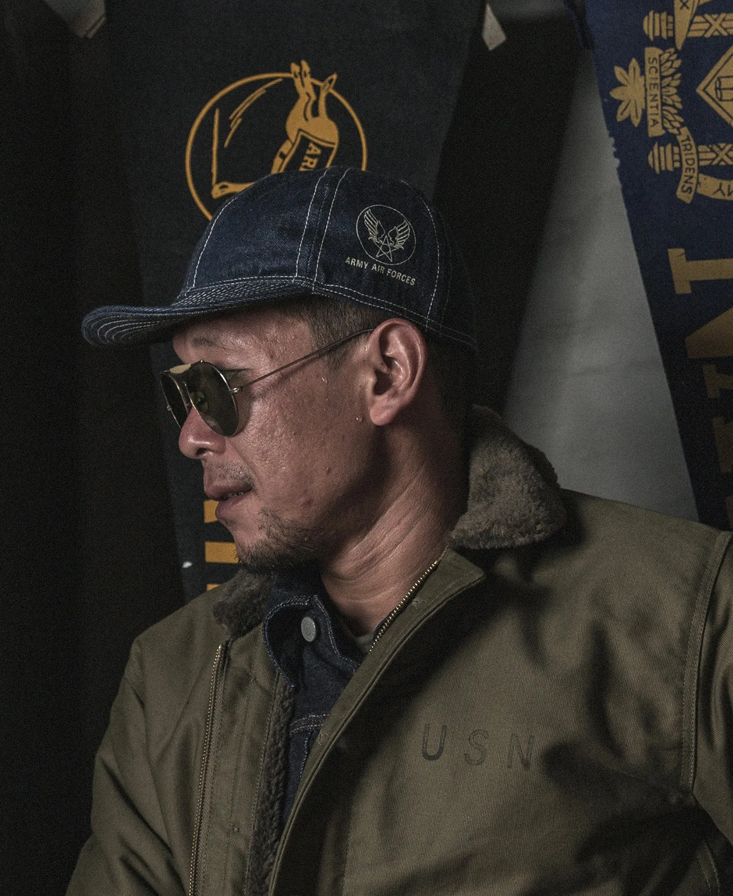 WWII USAAF Type A-3 Cap - Indigo sold by Bronson Mfg. product image thumbnail 5