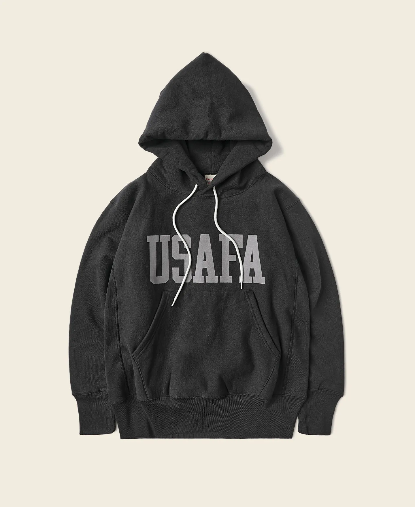 1970s USAFA 18 oz Reverse Weave Hoodie - Black sold by Bronson Mfg.
