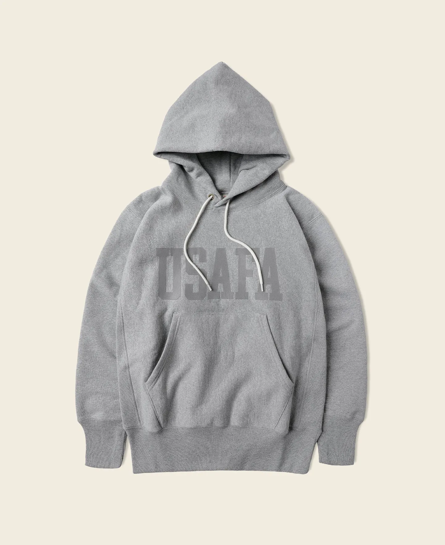 1970s USAFA 18 oz Reverse Weave Hoodie - Gray sold by Bronson Mfg.
