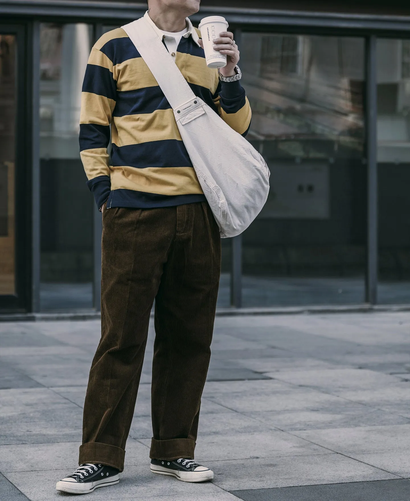 Classic Fit Striped Jersey Rugby Shirt - Yellow/Navy sold by Bronson Mfg. product image thumbnail 5