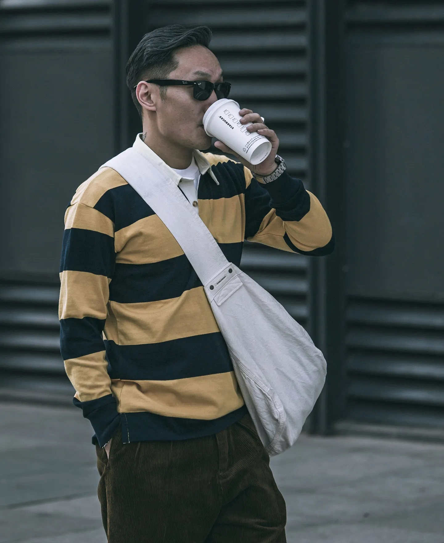 Classic Fit Striped Jersey Rugby Shirt - Yellow/Navy sold by Bronson Mfg. product image thumbnail 4