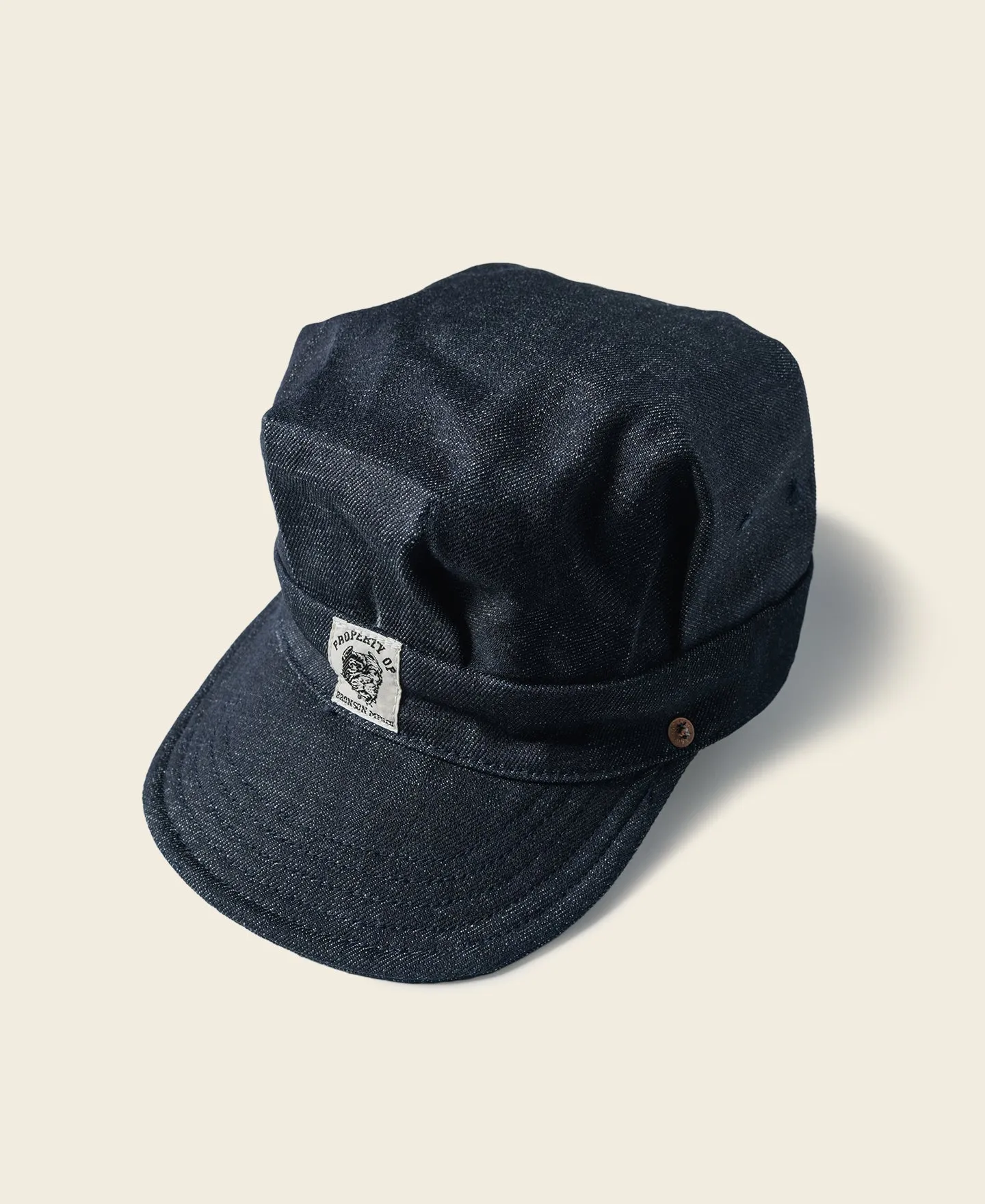 Indigo Denim Railroad Engineer Cap sold by Bronson Mfg.