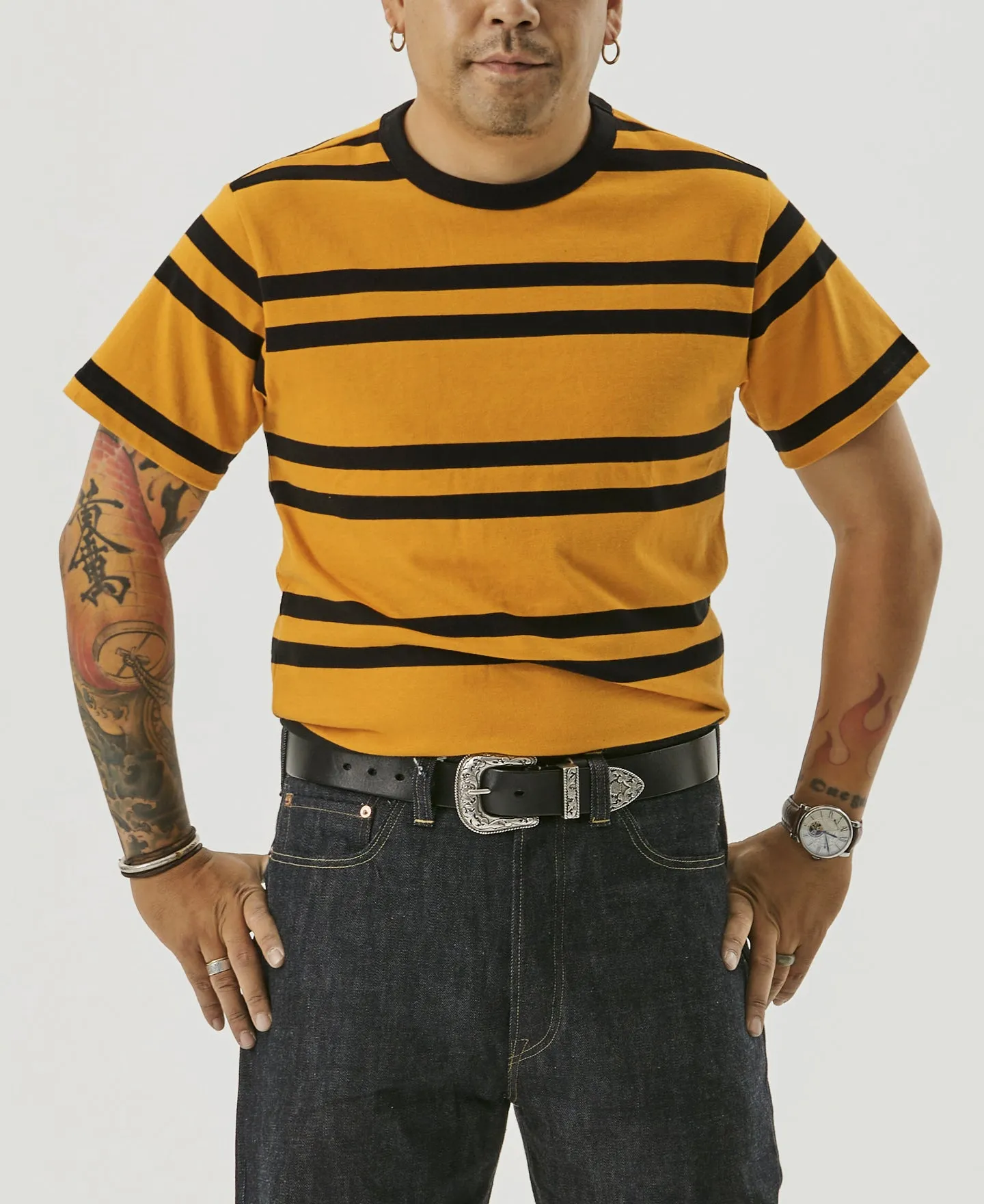 9.8 oz IVY Style Striped T-Shirt - Yellow/Black sold by Bronson Mfg. product image thumbnail 4