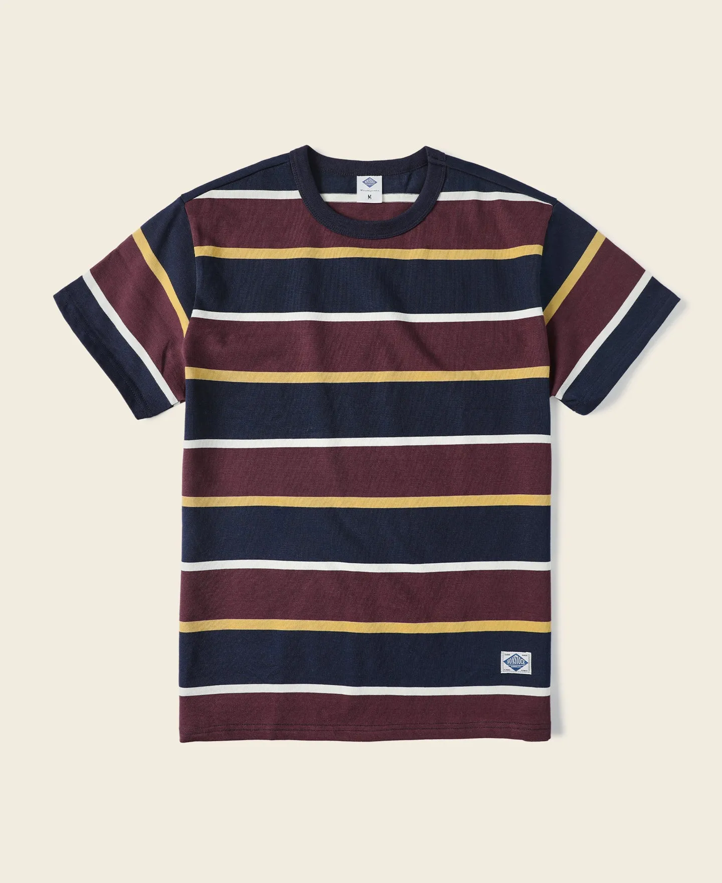 9.8 oz IVY Style Striped T-Shirt - Burgundy Red/Navy sold by Bronson Mfg.