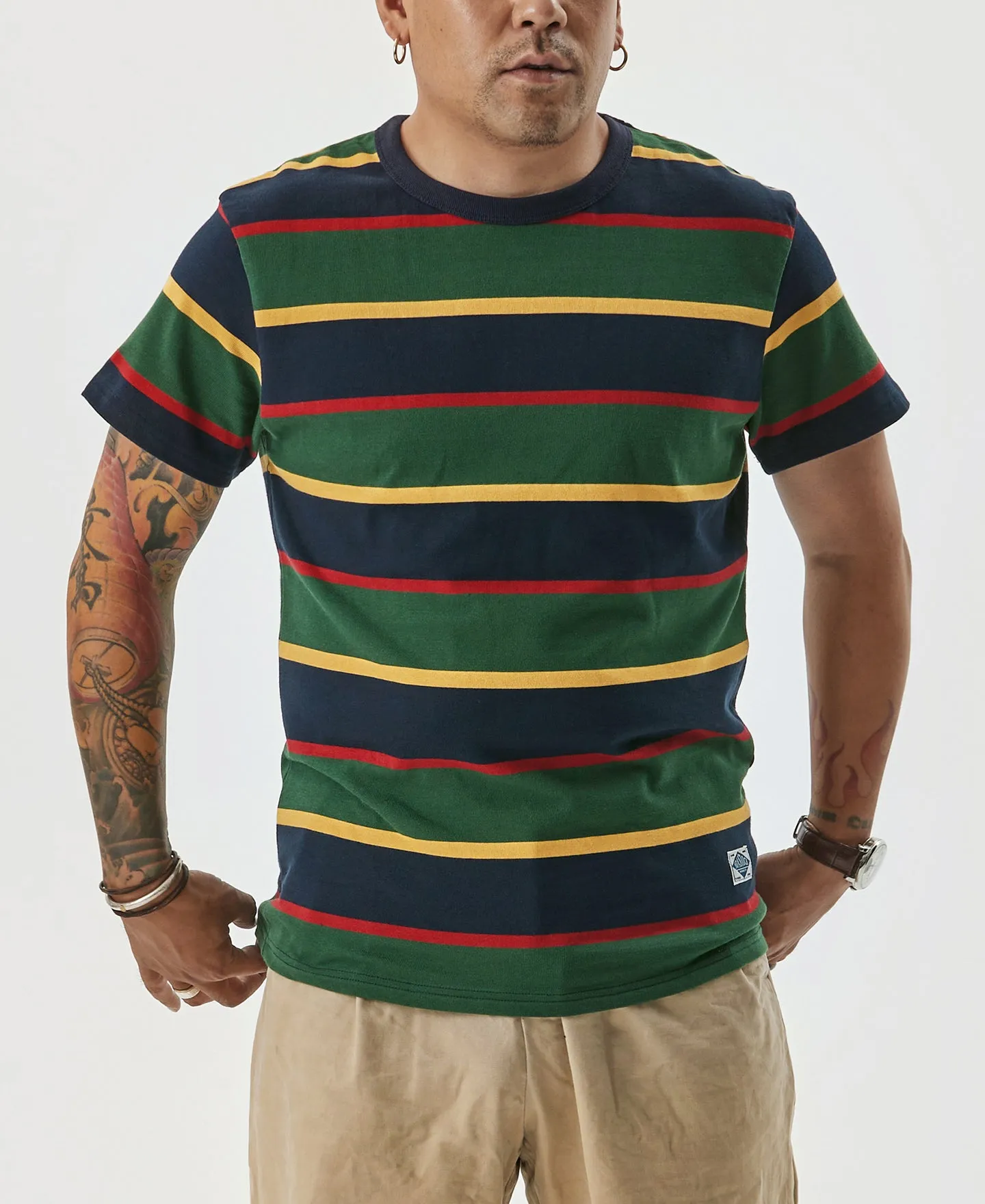 9.8 oz IVY Style Striped T-Shirt - Navy/Green sold by Bronson Mfg. product image thumbnail 5