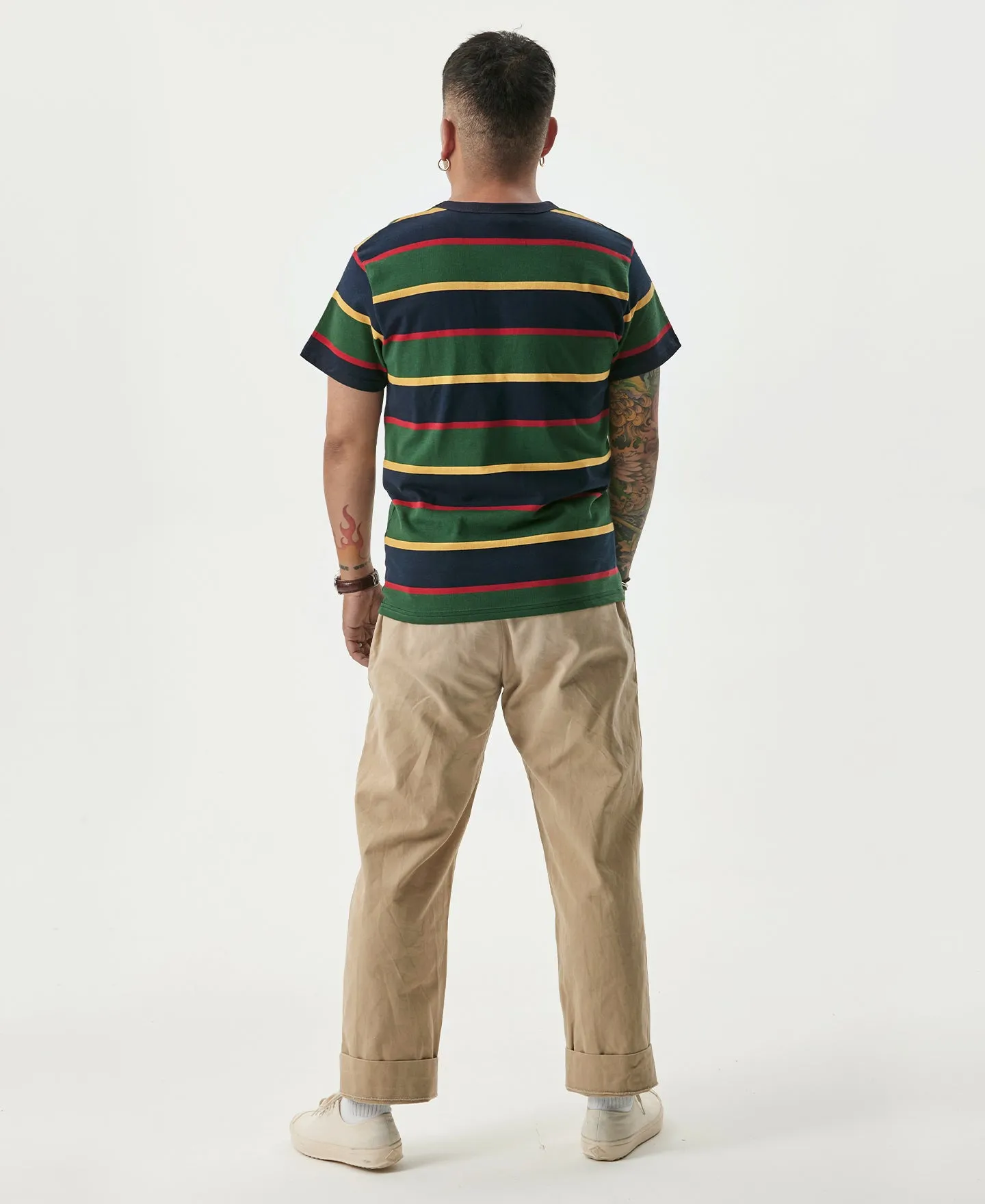 9.8 oz IVY Style Striped T-Shirt - Navy/Green sold by Bronson Mfg. product image thumbnail 4
