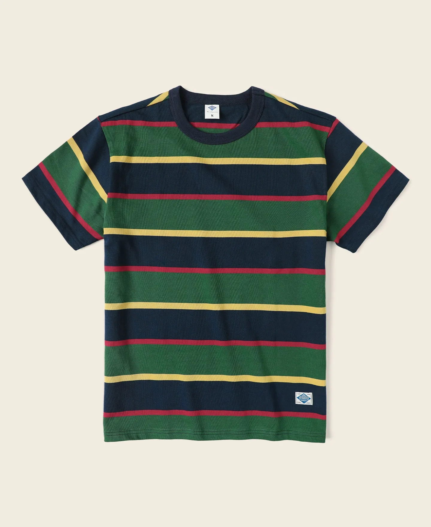 9.8 oz IVY Style Striped T-Shirt - Navy/Green sold by Bronson Mfg.
