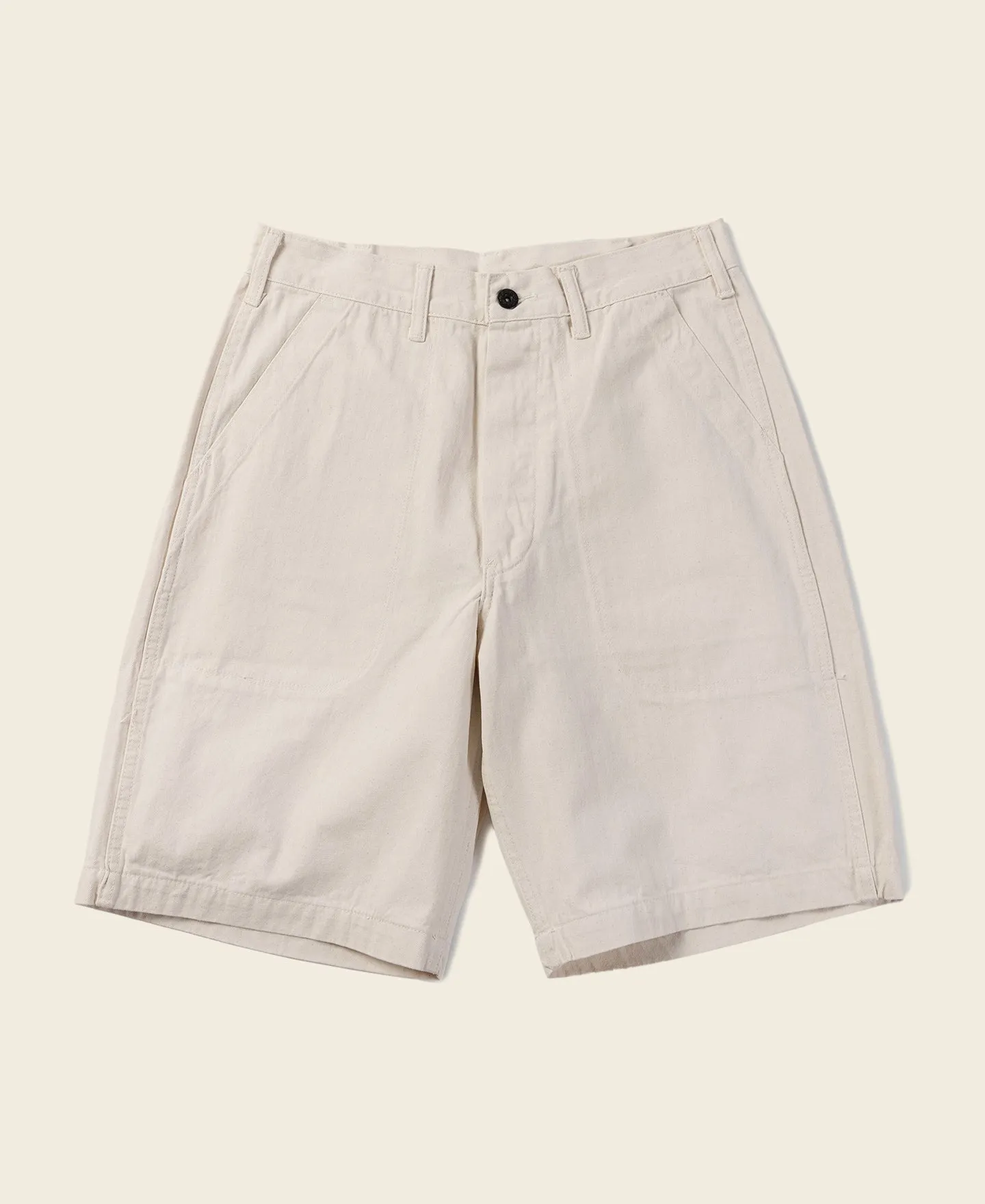 1940s WWII USN 12 oz HBT Fatigue Deck Shorts sold by Bronson Mfg.