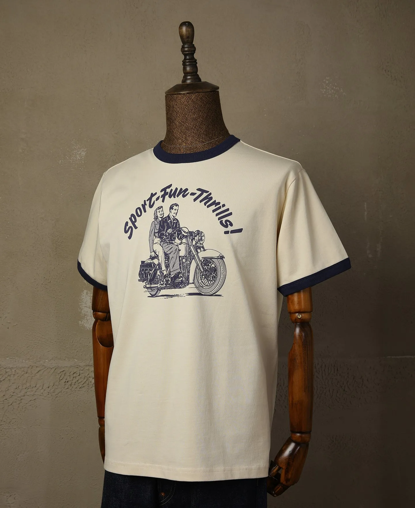 Retro Motorcycle Rider Printed T-Shirt - Apricot sold by Bronson Mfg. product image thumbnail 3