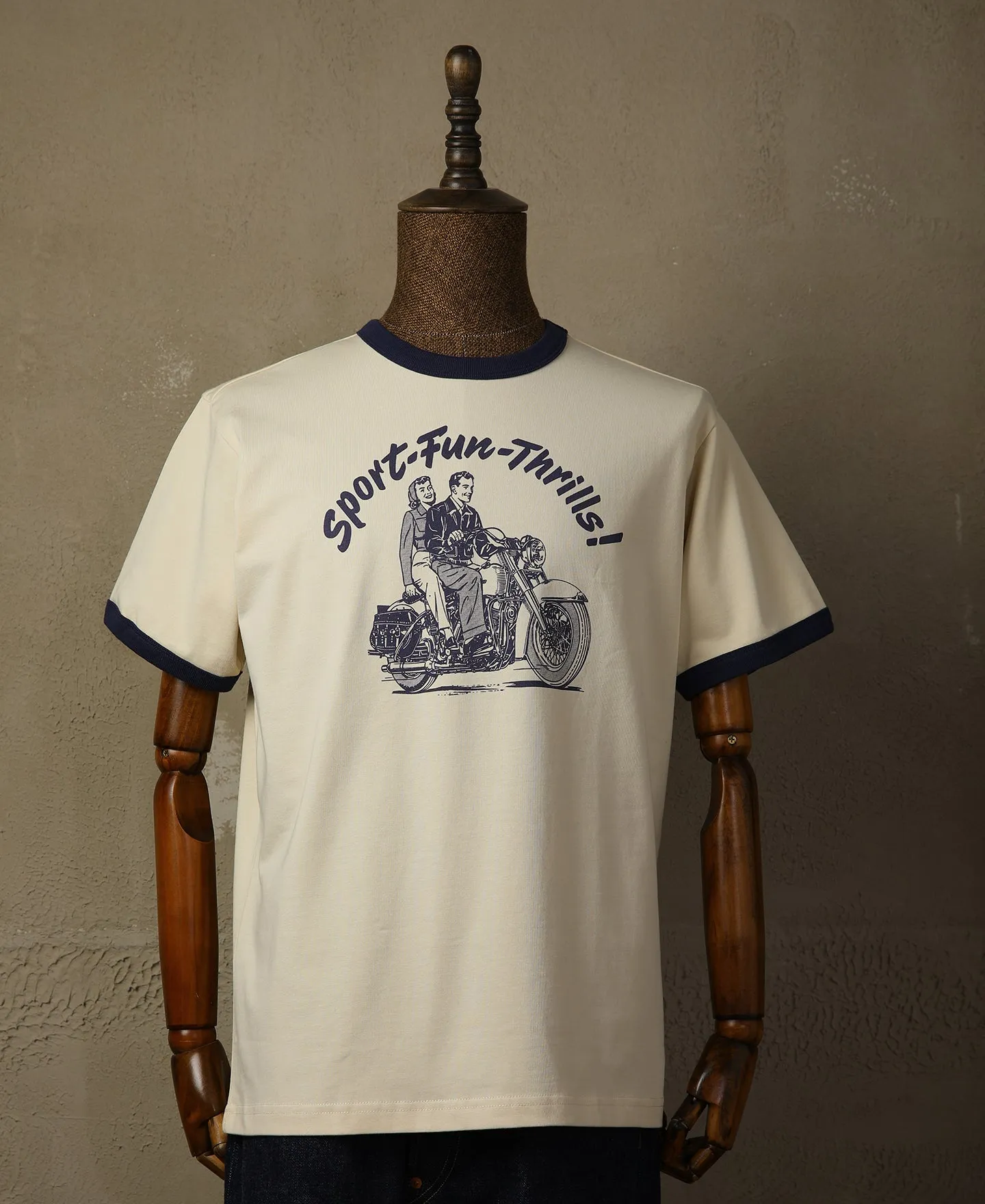Retro Motorcycle Rider Printed T-Shirt - Apricot sold by Bronson Mfg. product image thumbnail 4