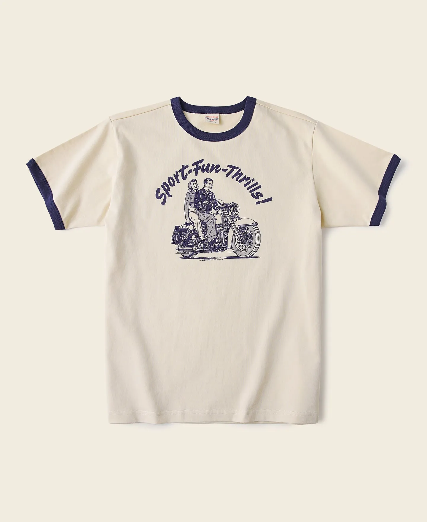 Retro Motorcycle Rider Printed T-Shirt - Apricot sold by Bronson Mfg.