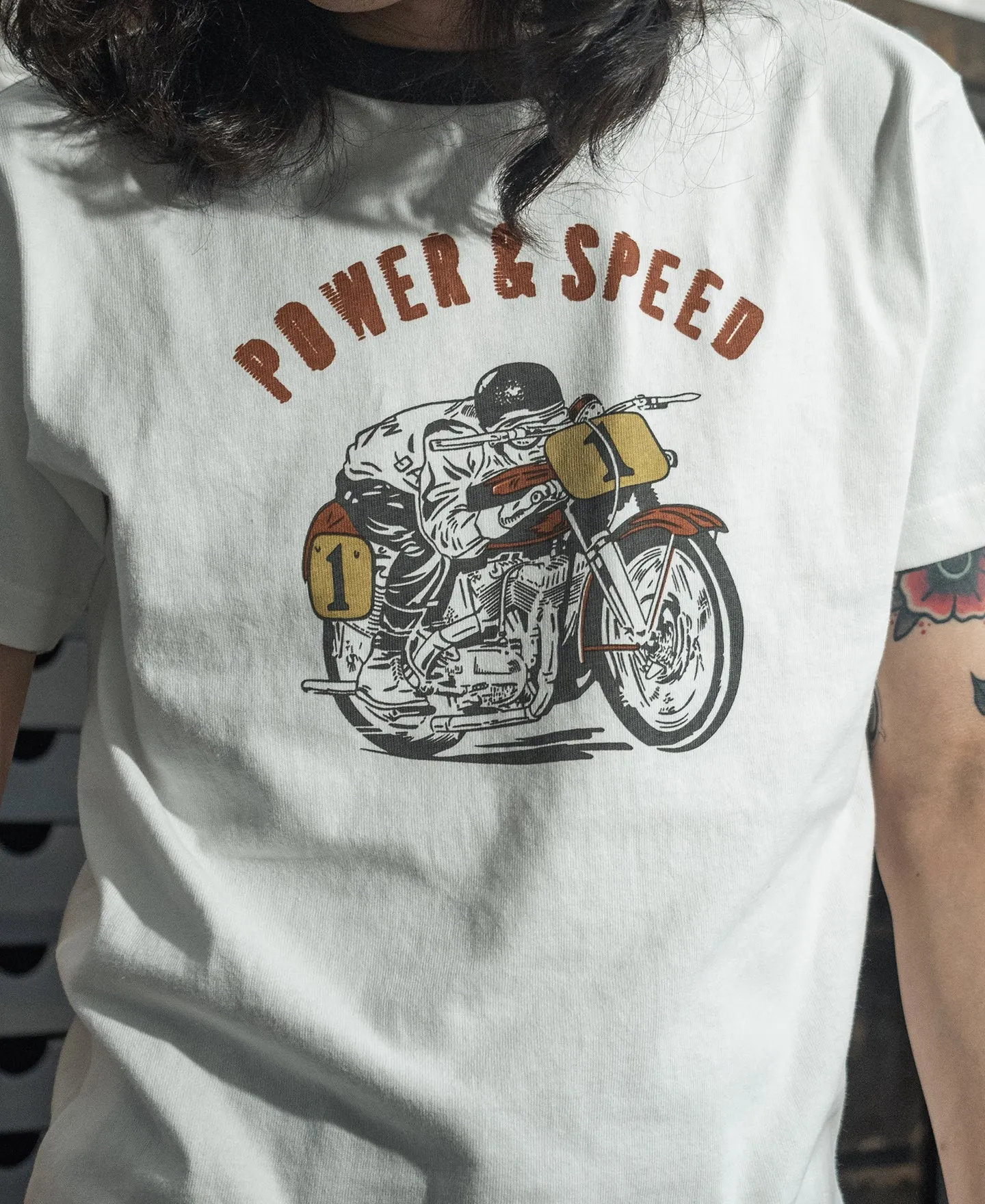 Retro Motorcycle Graphic T-Shirt - White sold by Bronson Mfg. product image thumbnail 5