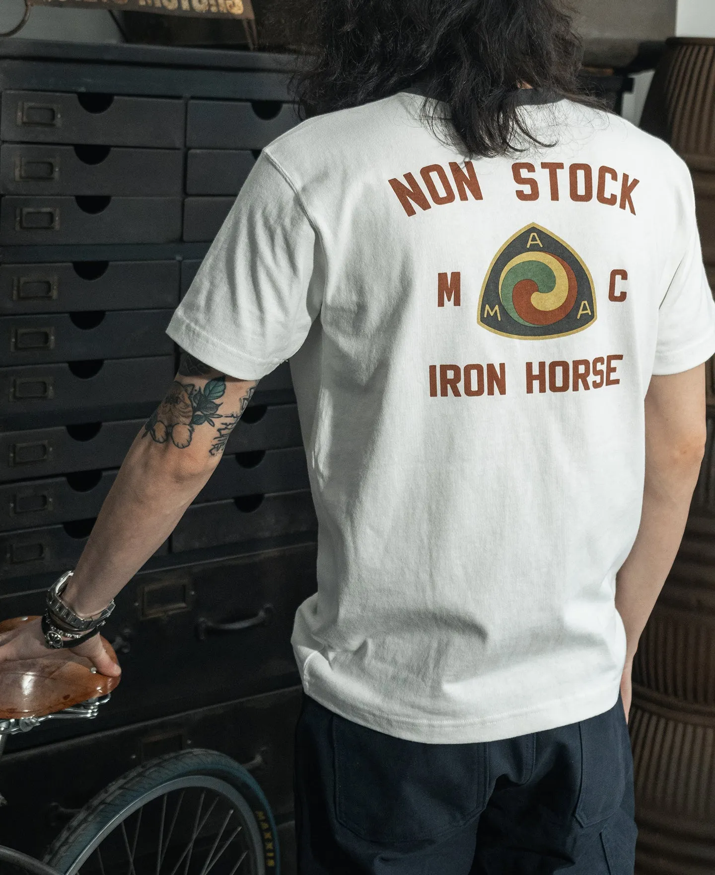 Retro Motorcycle Graphic T-Shirt - White sold by Bronson Mfg. product image thumbnail 4