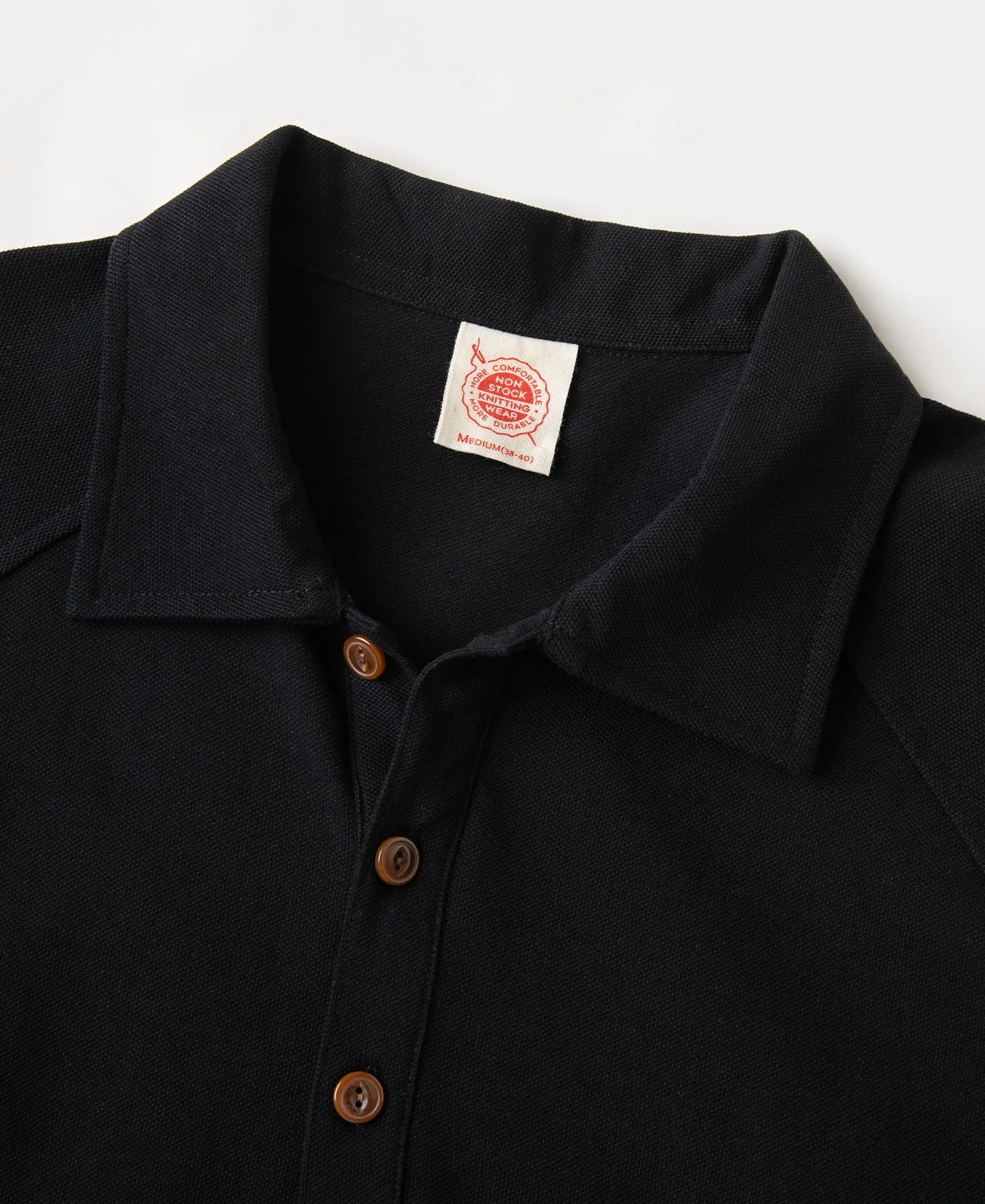 Raglan Sleeve Cotton-Piqué Polo Shirt - Black sold by Bronson Mfg. product image thumbnail 5