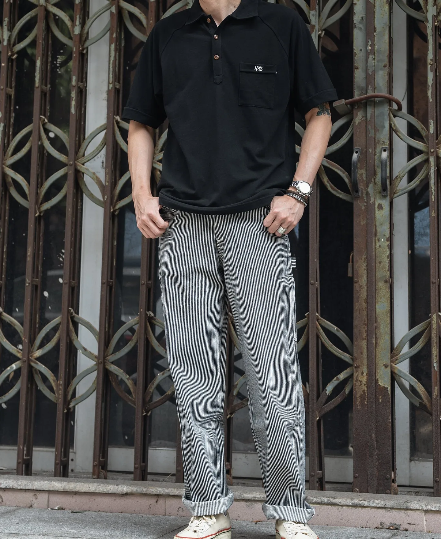 Raglan Sleeve Cotton-Piqué Polo Shirt - Black sold by Bronson Mfg. product image thumbnail 4