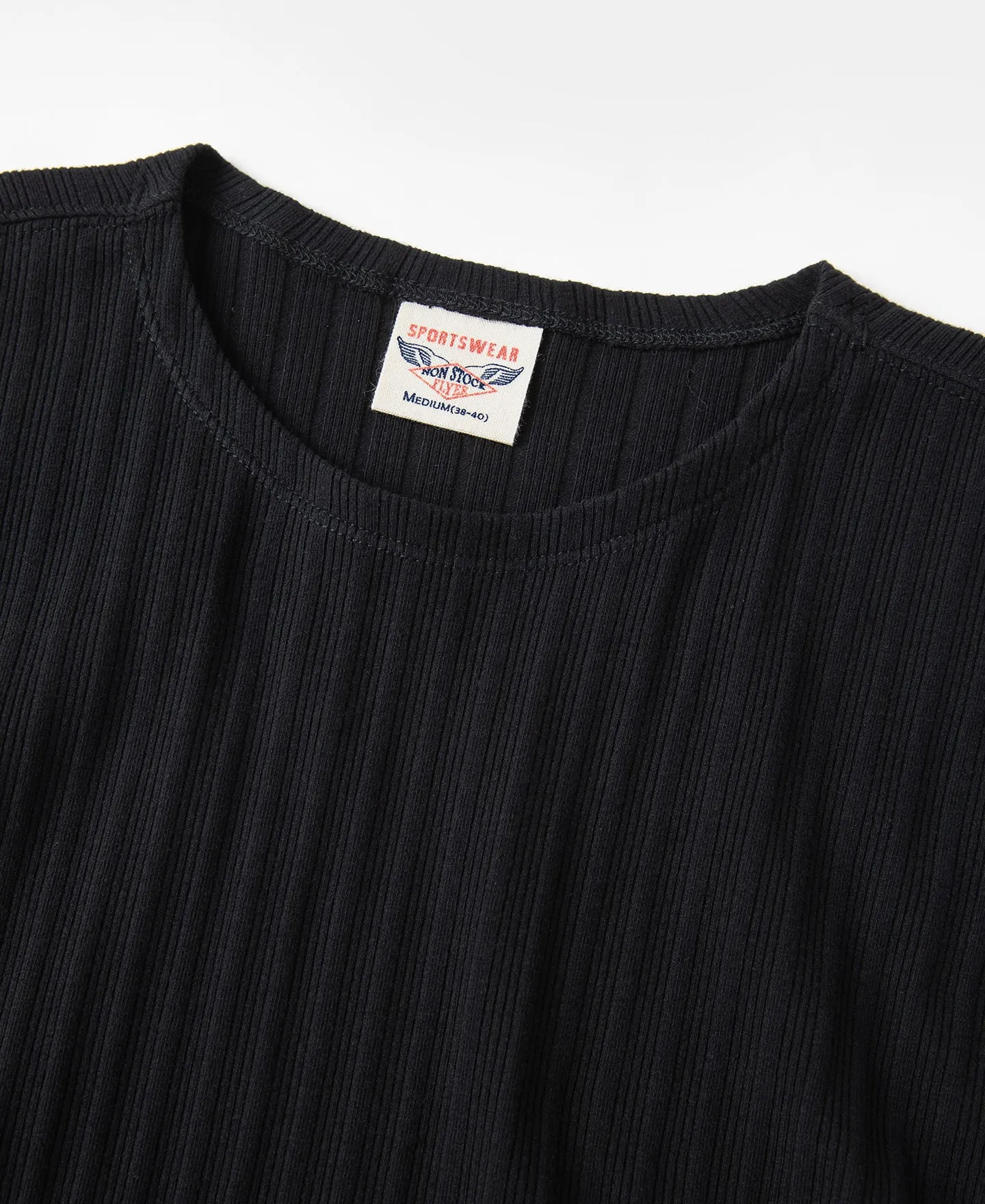 1950s Ribbed Cotton and Spandex-Blend T-Shirt - Black sold by Bronson Mfg. product image thumbnail 4