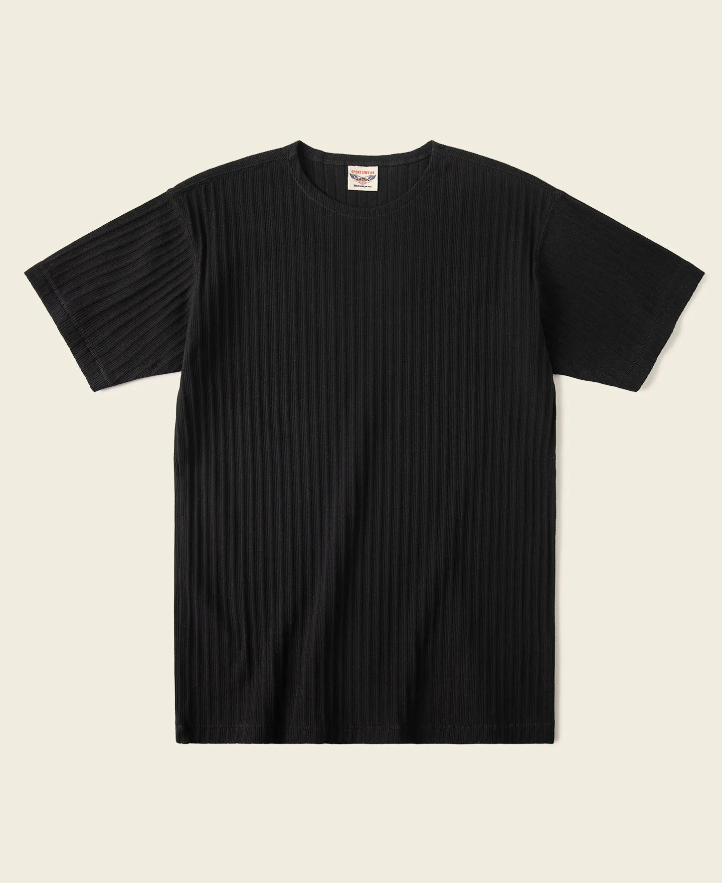 1950s Ribbed Cotton and Spandex-Blend T-Shirt - Black sold by Bronson Mfg.