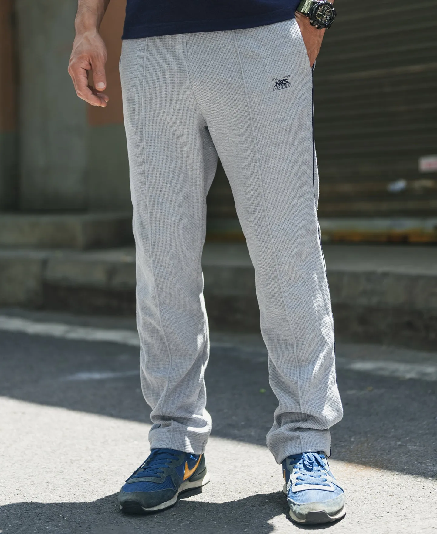 1970s Heavyweight Waffle Knit Jogger Pants - Gray sold by Bronson Mfg. product image thumbnail 2