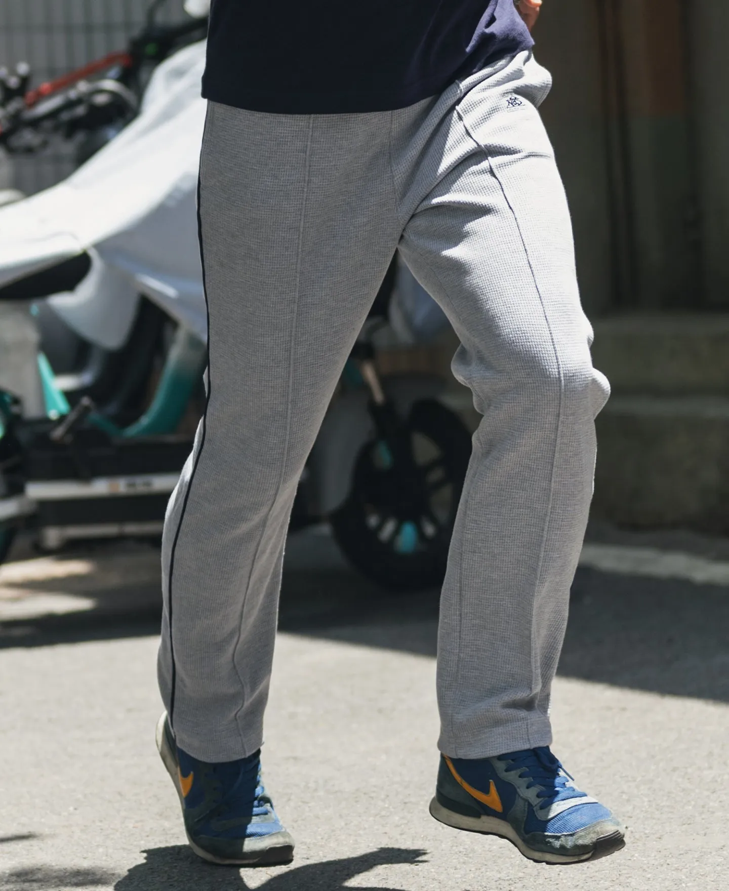 1970s Heavyweight Waffle Knit Jogger Pants - Gray sold by Bronson Mfg. product image thumbnail 3