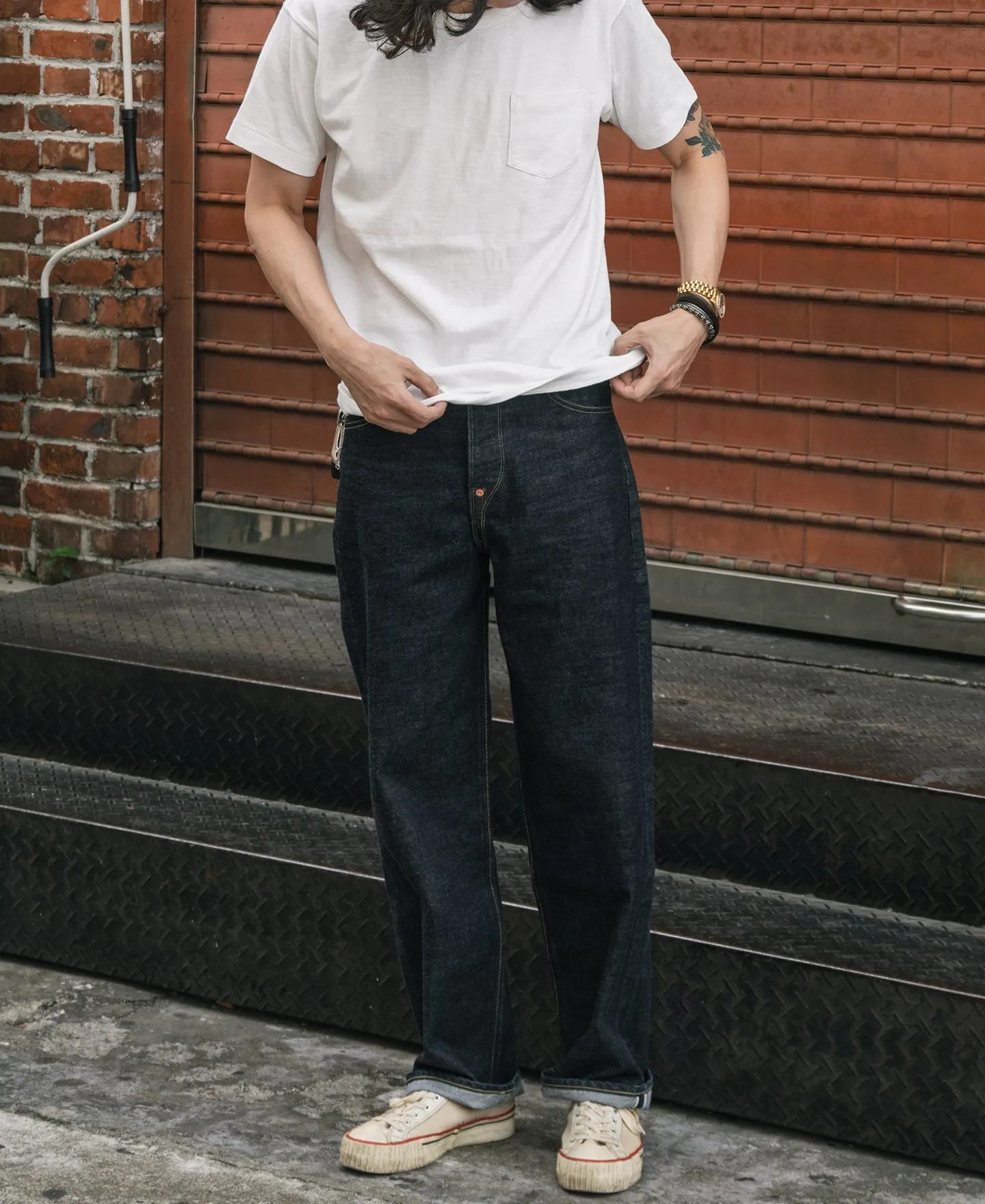 Loopwheel Tubular Slub Cotton Pocket T-Shirt - White sold by Bronson Mfg. product image thumbnail 3