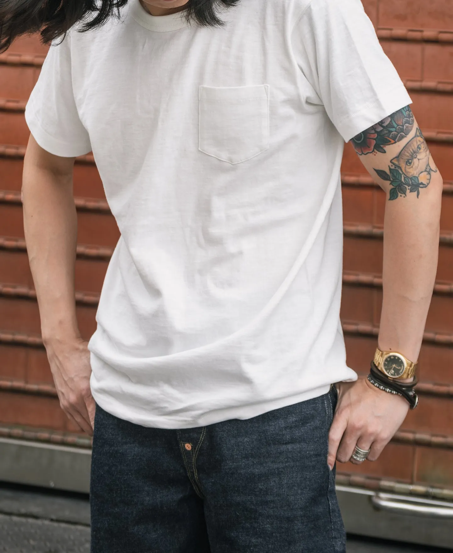 Loopwheel Tubular Slub Cotton Pocket T-Shirt - White sold by Bronson Mfg. product image thumbnail 4