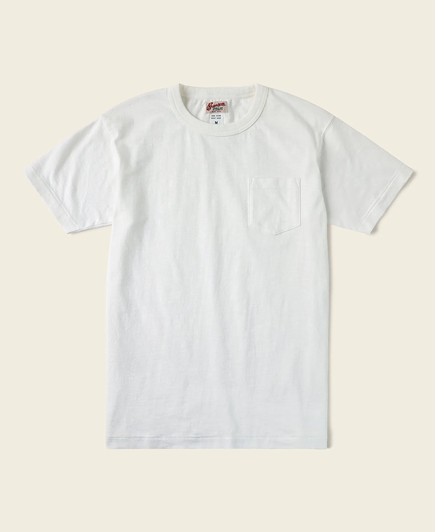 Loopwheel Tubular Slub Cotton Pocket T-Shirt - White sold by Bronson Mfg.