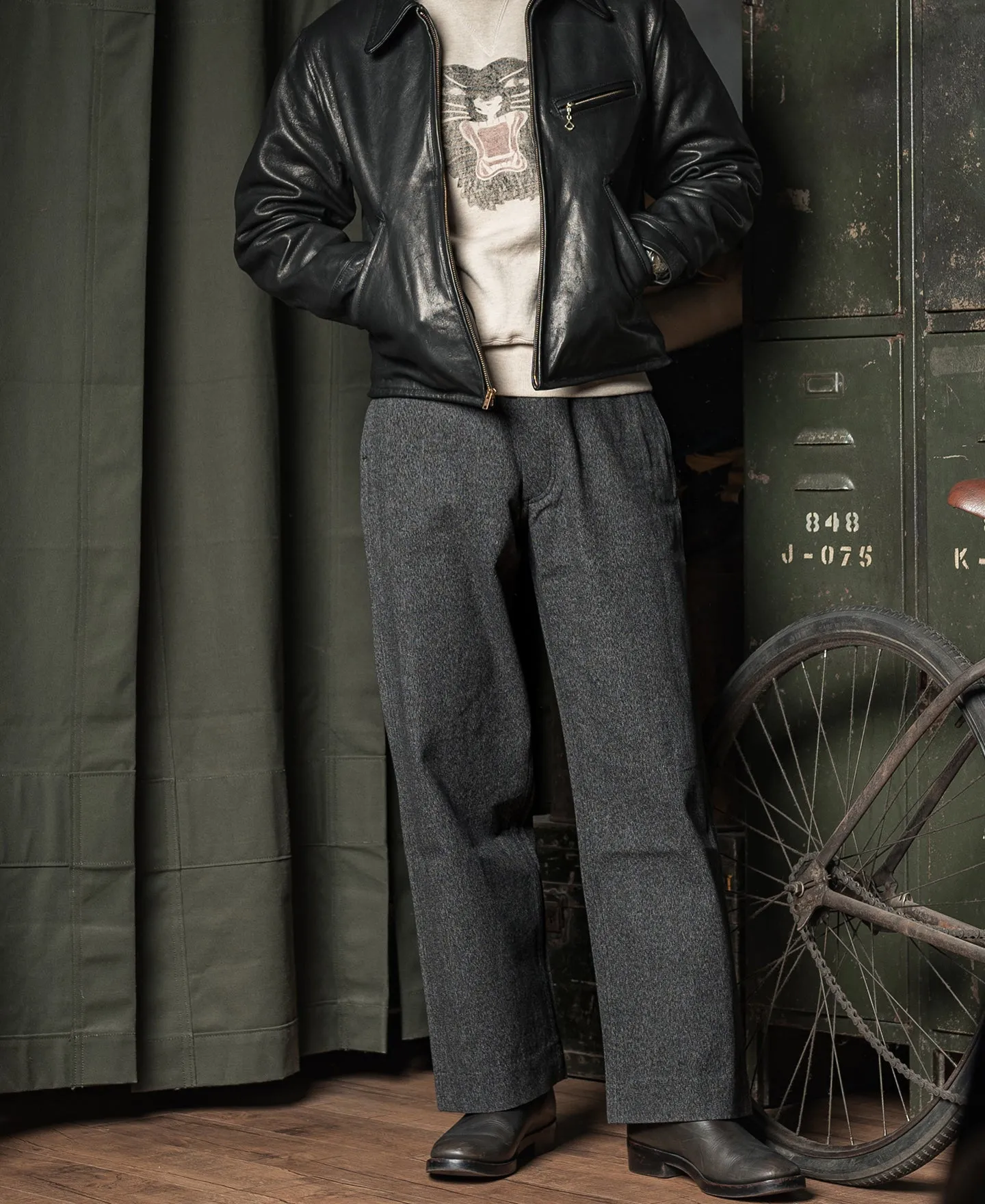 1940s Covert Salt & Pepper Trousers sold by Bronson Mfg. product image thumbnail 3