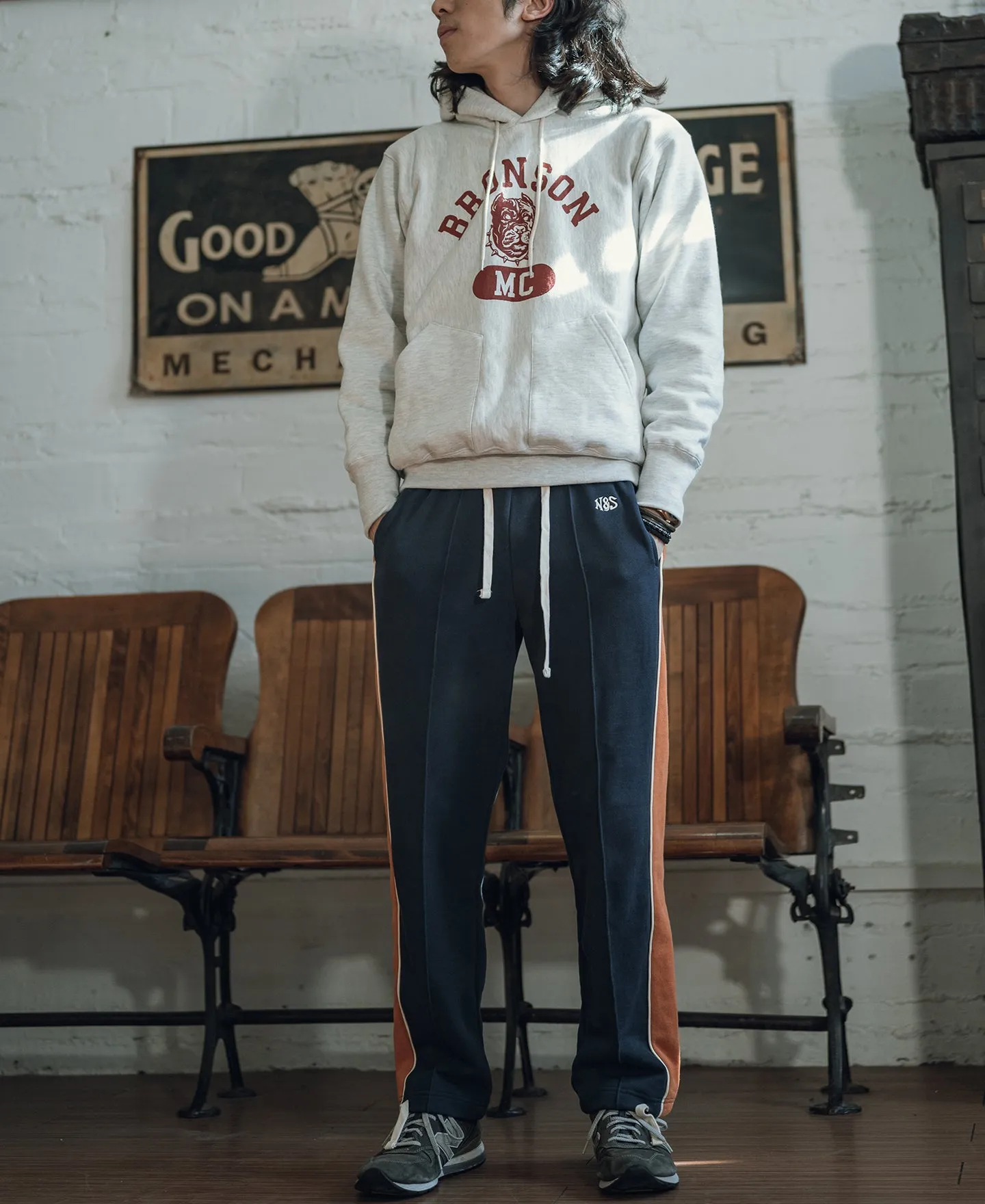 Classic Straight-Leg Striped Logo-Embroidered Cotton-Terry Sweatpants - Navy sold by Bronson Mfg. product image thumbnail 5