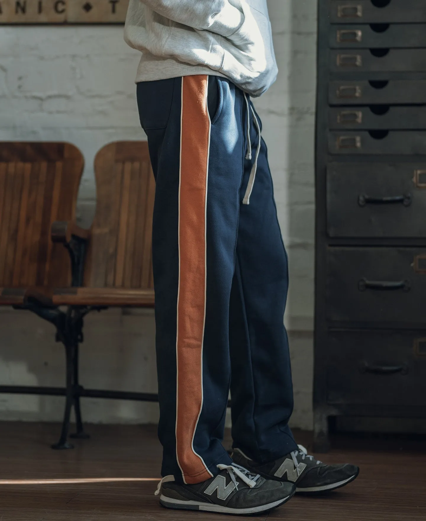 Classic Straight-Leg Striped Logo-Embroidered Cotton-Terry Sweatpants - Navy sold by Bronson Mfg. product image thumbnail 4
