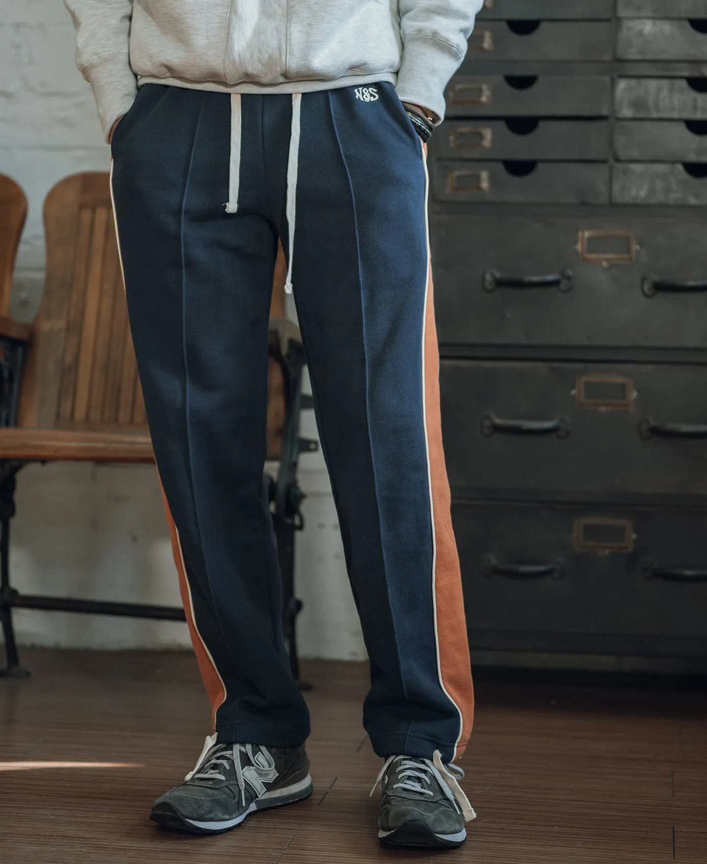 Classic Straight-Leg Striped Logo-Embroidered Cotton-Terry Sweatpants - Navy sold by Bronson Mfg. product image thumbnail 3