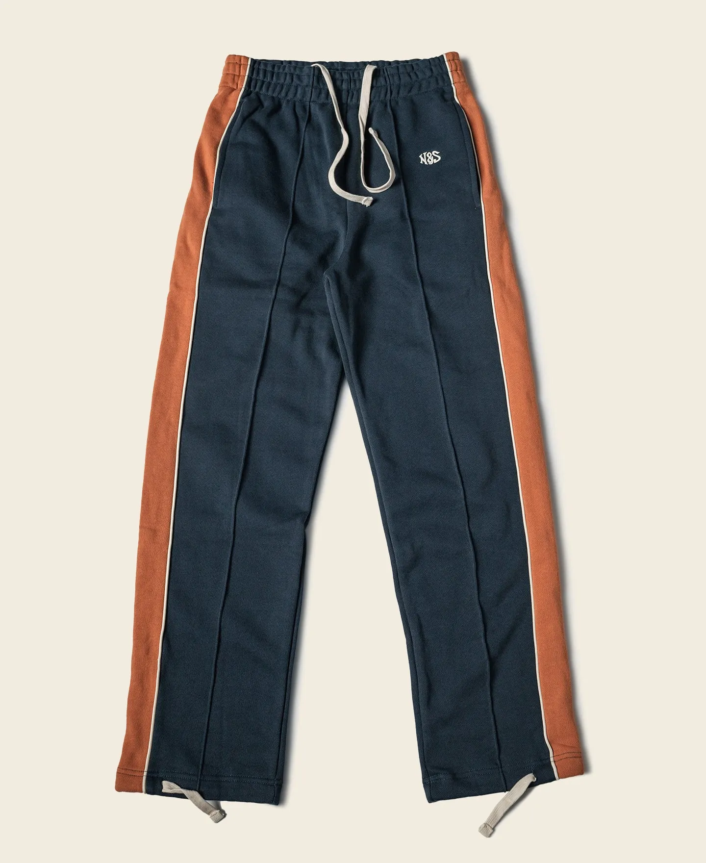 Classic Straight-Leg Striped Logo-Embroidered Cotton-Terry Sweatpants - Navy sold by Bronson Mfg.