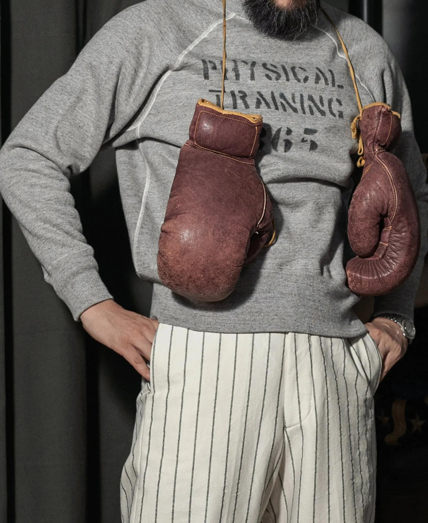 1950s Sports Training Raglan Sleeve Sweater - Gray sold by Bronson Mfg. product image thumbnail 4