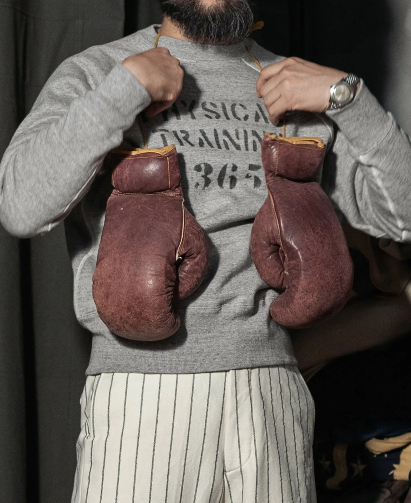 1950s Sports Training Raglan Sleeve Sweater - Gray sold by Bronson Mfg. product image thumbnail 3