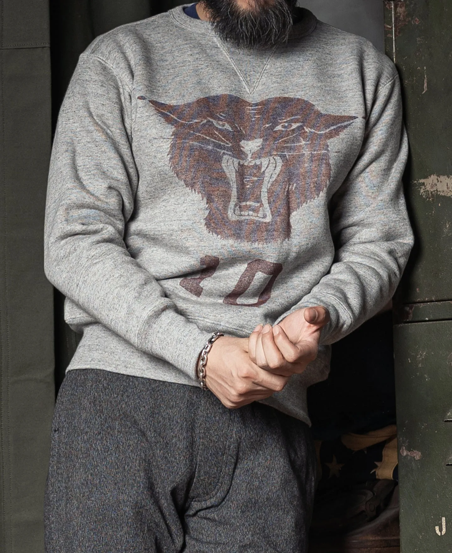 1930s Rugged CCC Black Panther Double V-Neck Insert Sweater - Gray sold by Bronson Mfg. product image thumbnail 3