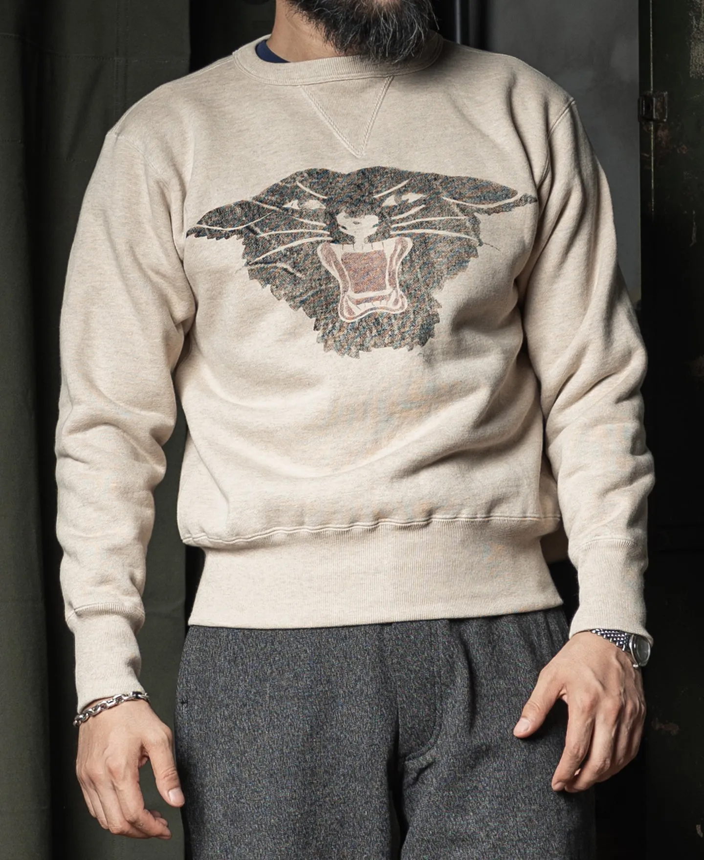 1930s Rugged CCC Black Panther Double V-Neck Insert Sweater - Apricot sold by Bronson Mfg. product image thumbnail 4
