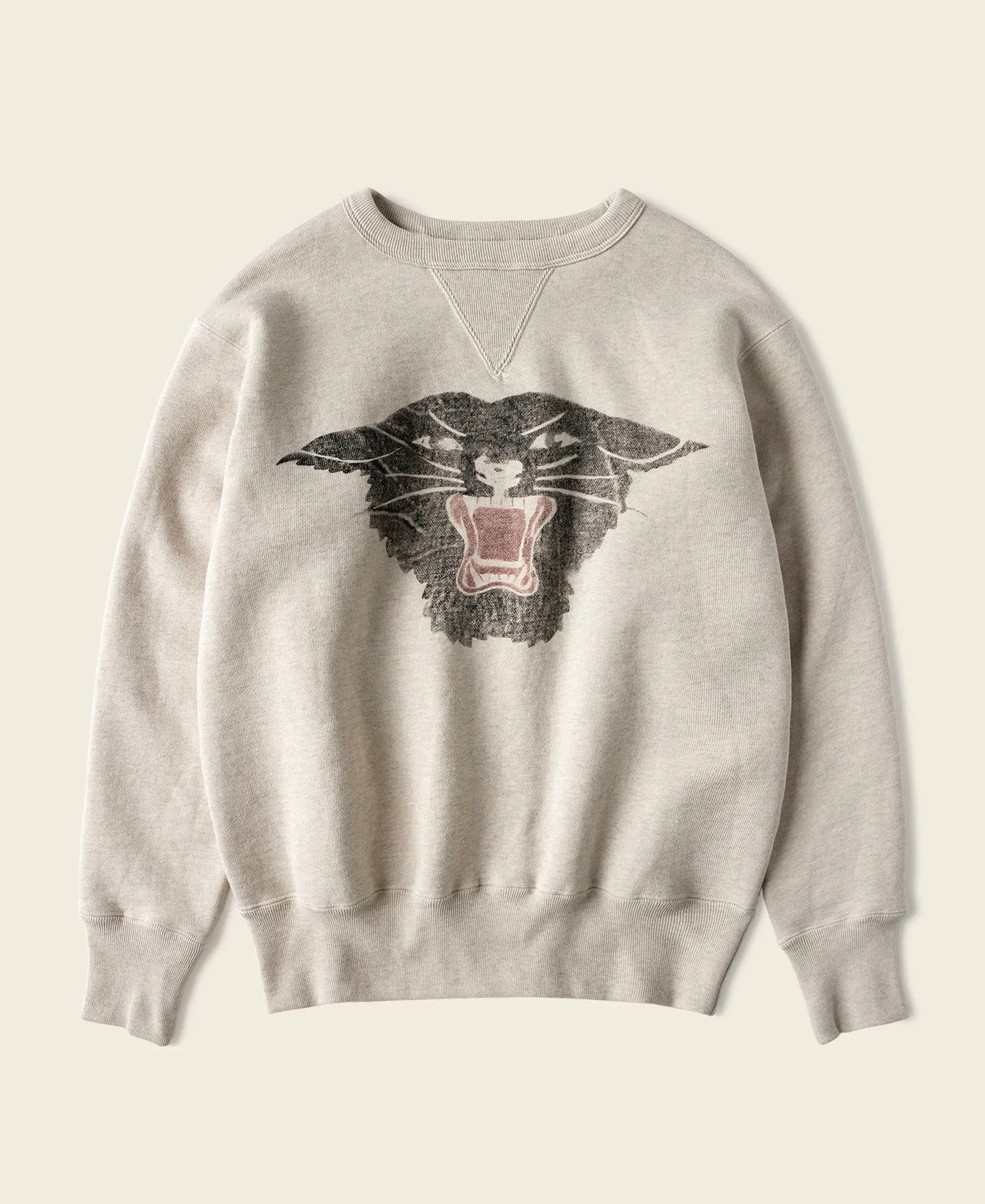 1930s Rugged CCC Black Panther Double V-Neck Insert Sweater - Apricot sold by Bronson Mfg.